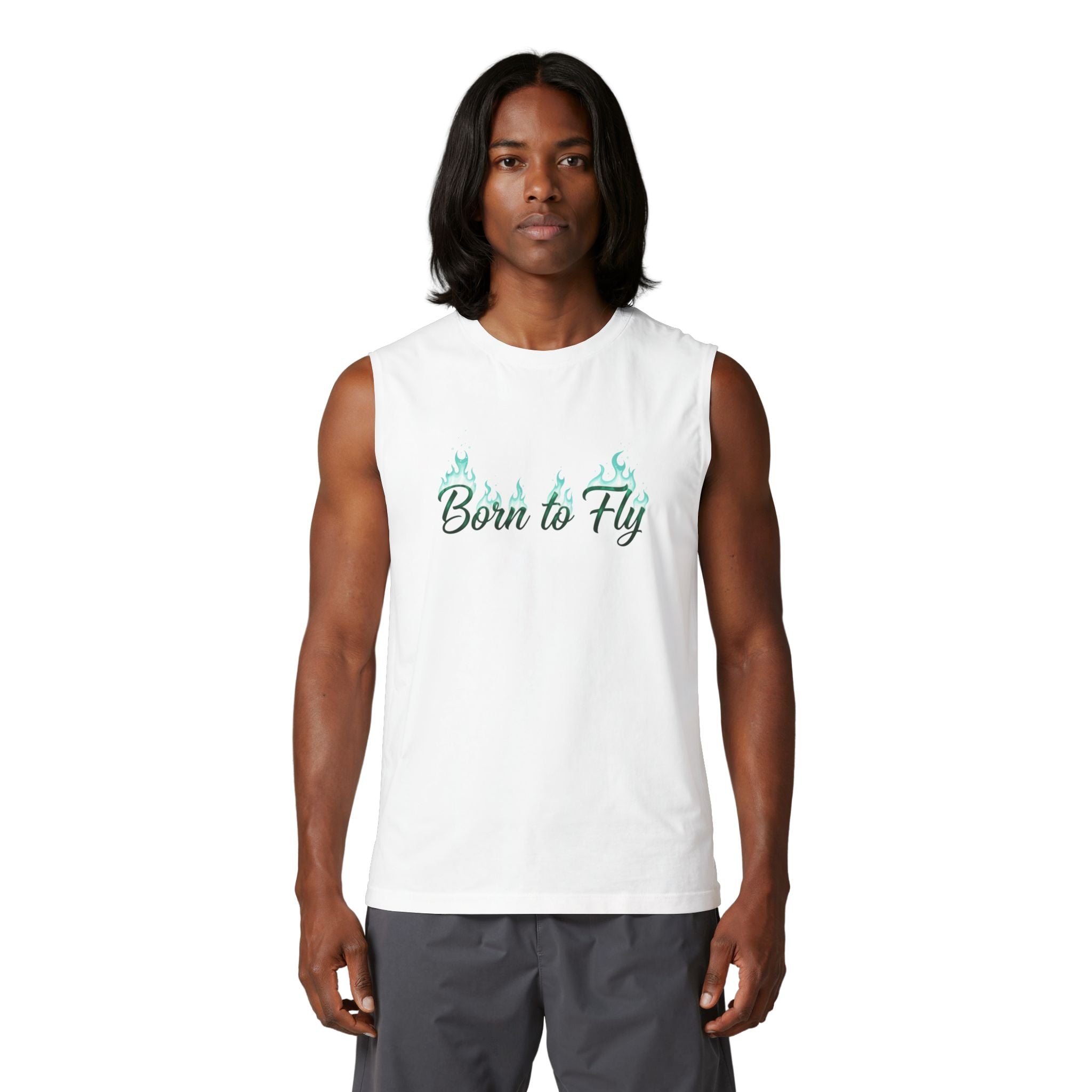 Born To Fly Muscle Tank — Emerald Flyer Wing Graphic Tank Top