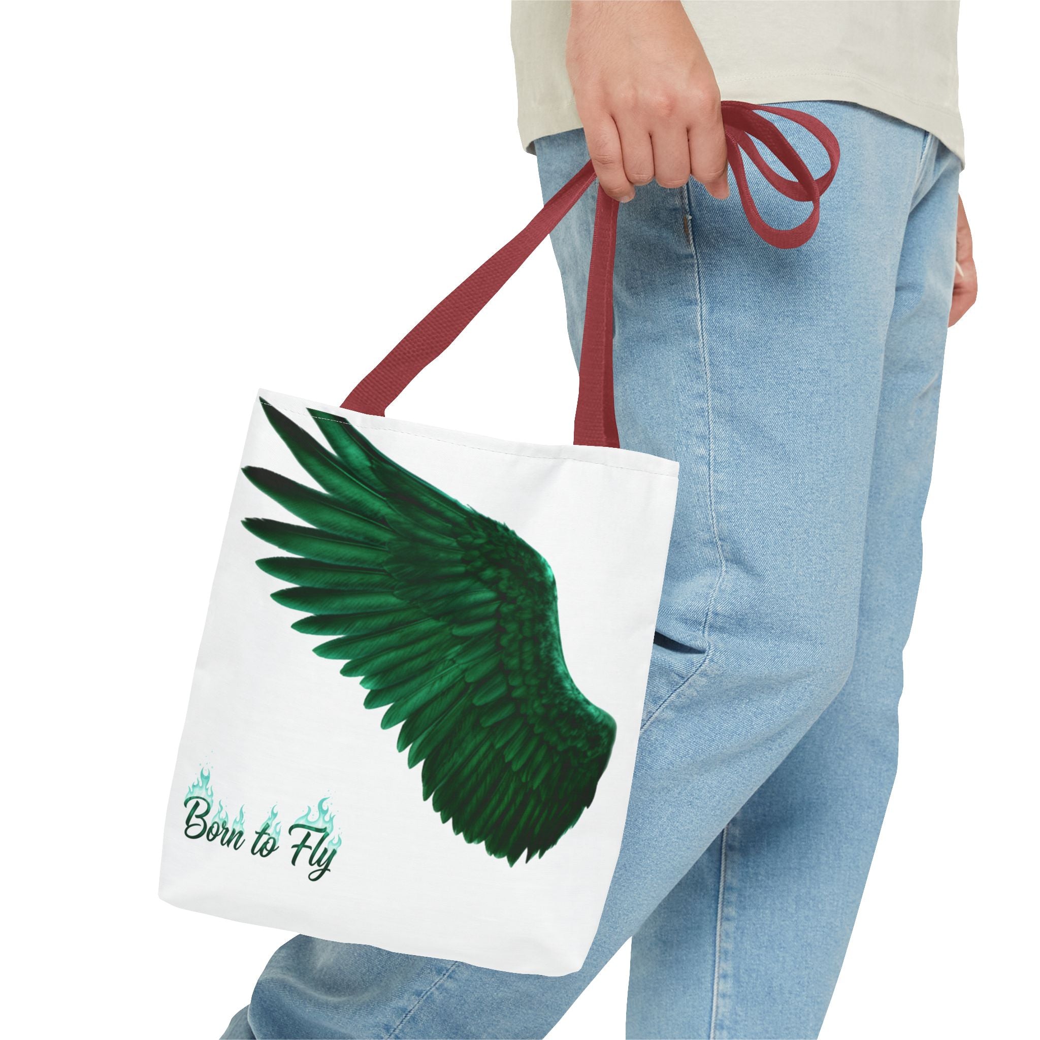 Emerald Wings Tote Bag — "Born to Fly" / "Emerald Flyer" Printed Tote