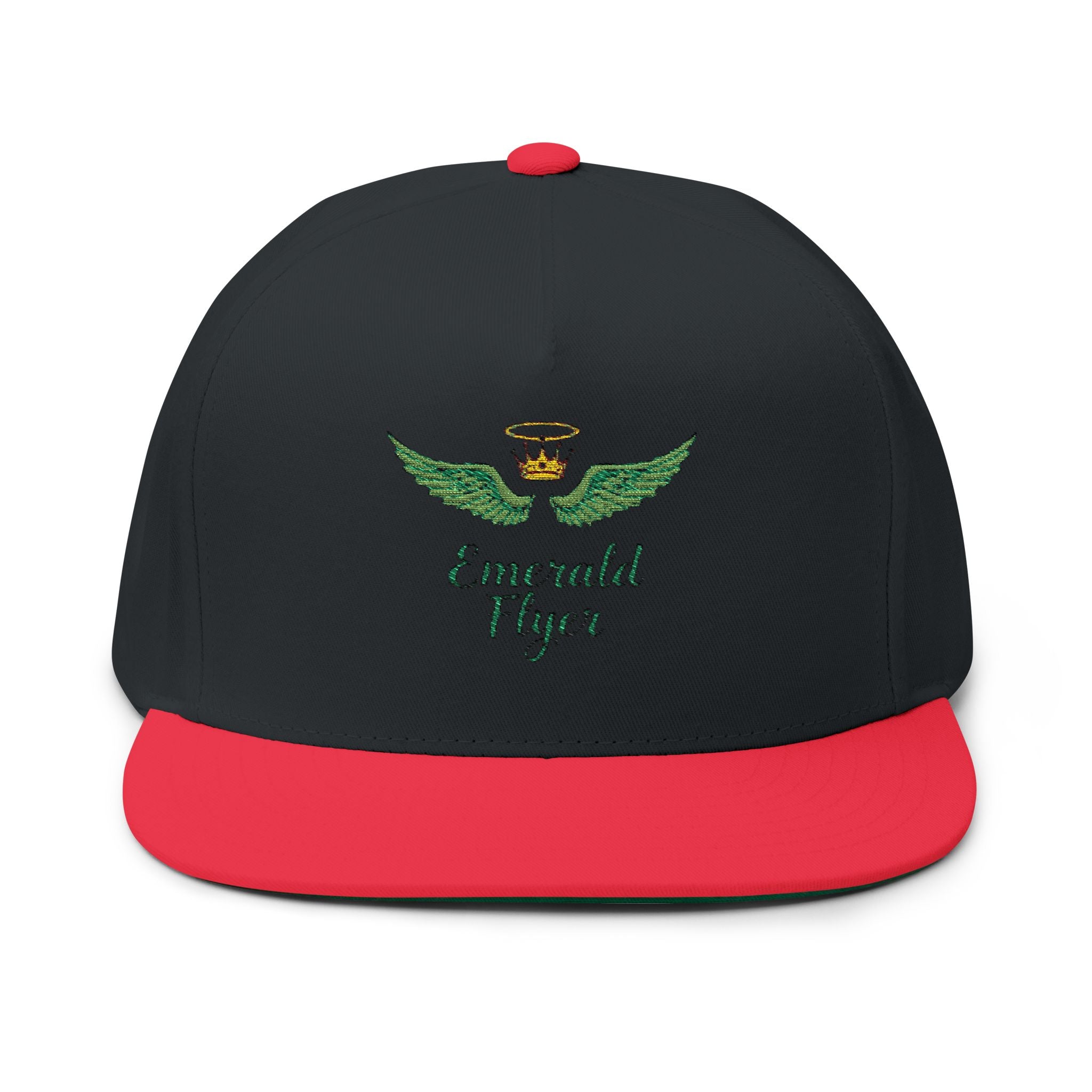 Emerald Flyer winged crown embroidery Flat Bill Cap | baseball snapback