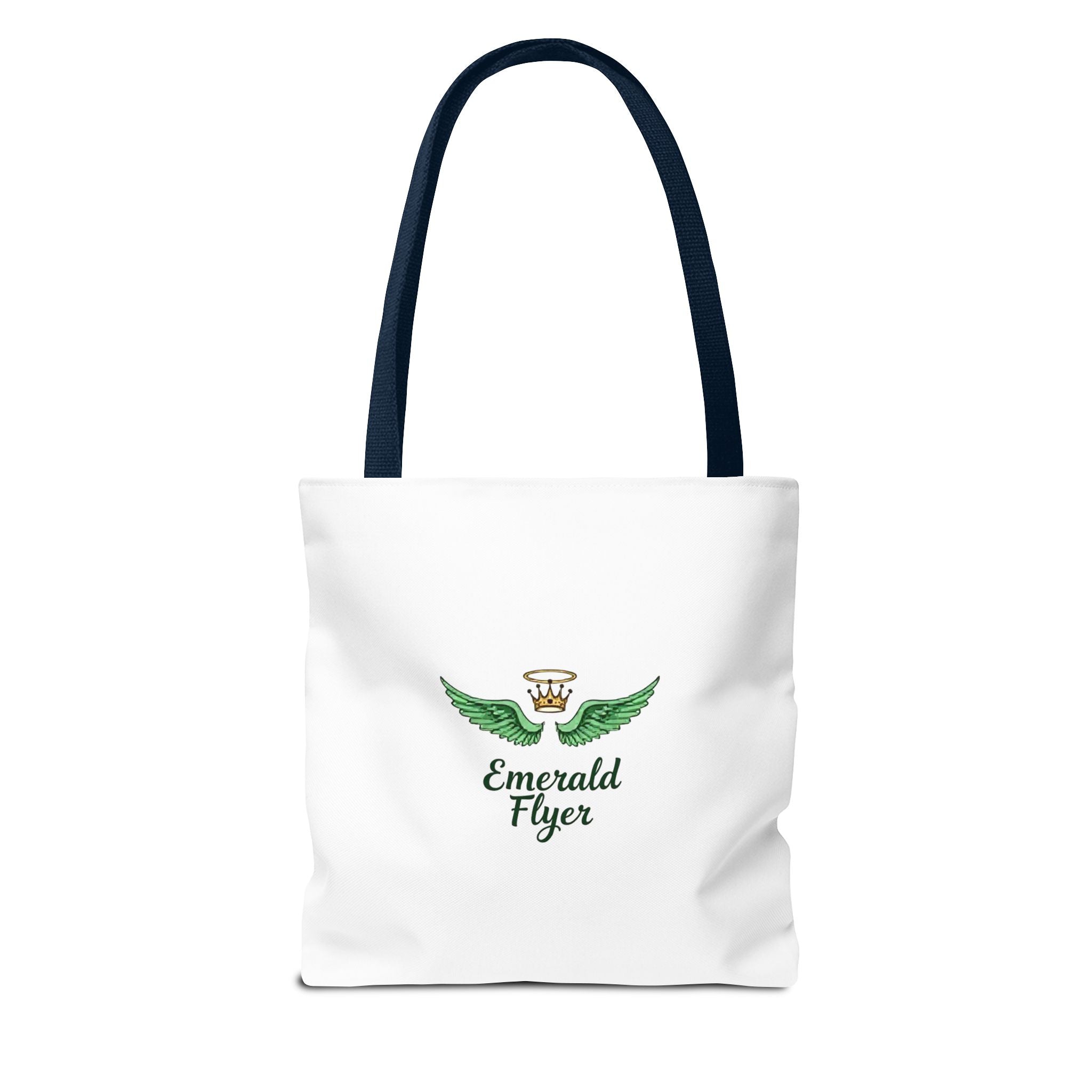 Emerald Wings Tote Bag — "Born to Fly" / "Emerald Flyer" Printed Tote