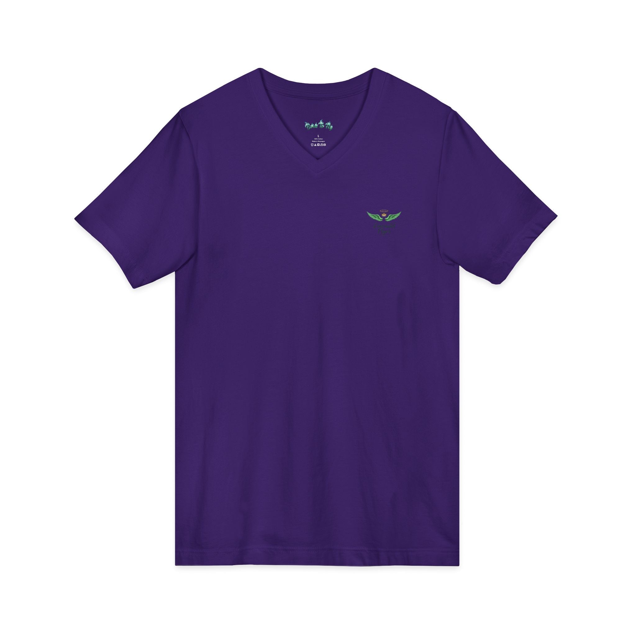 Minimal 'Grow Wild' V-Neck Tee — Small Leaf Chest Graphic, Eco Casual Shirt