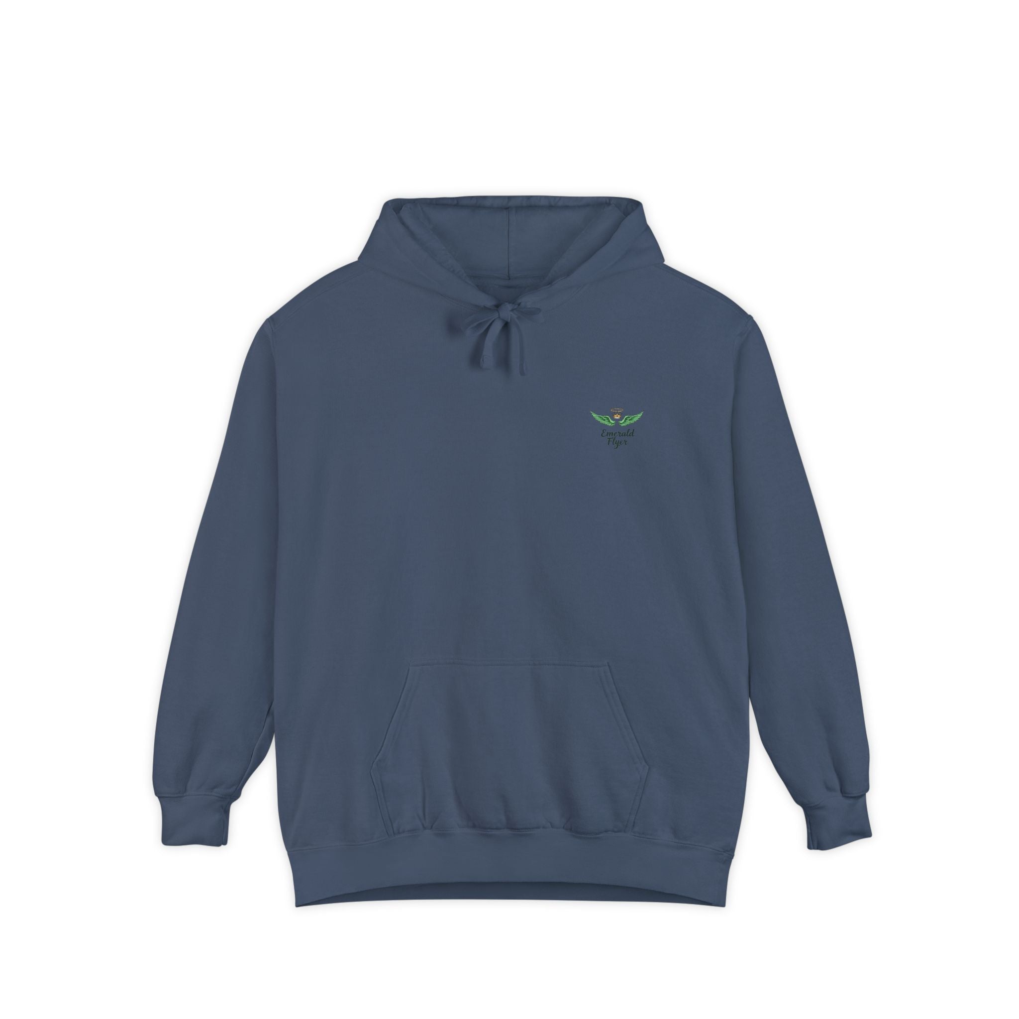 Minimal Plant Logo Hoodie — Small Green Leaf Chest Design