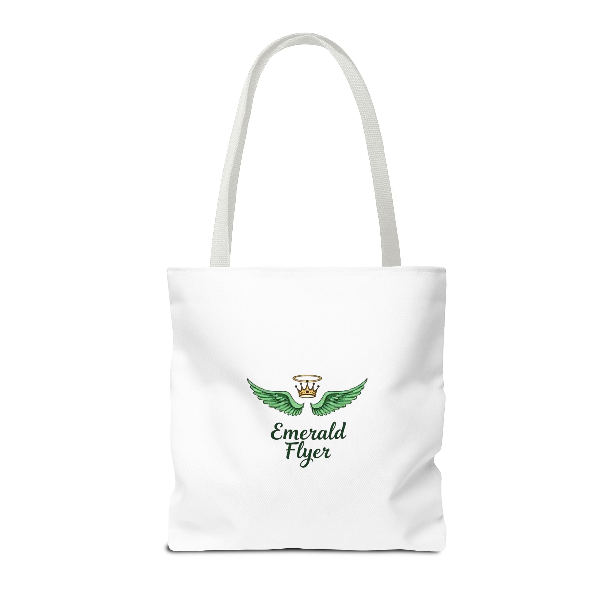 Emerald Wings Tote Bag — "Born to Fly" / "Emerald Flyer" Printed Tote