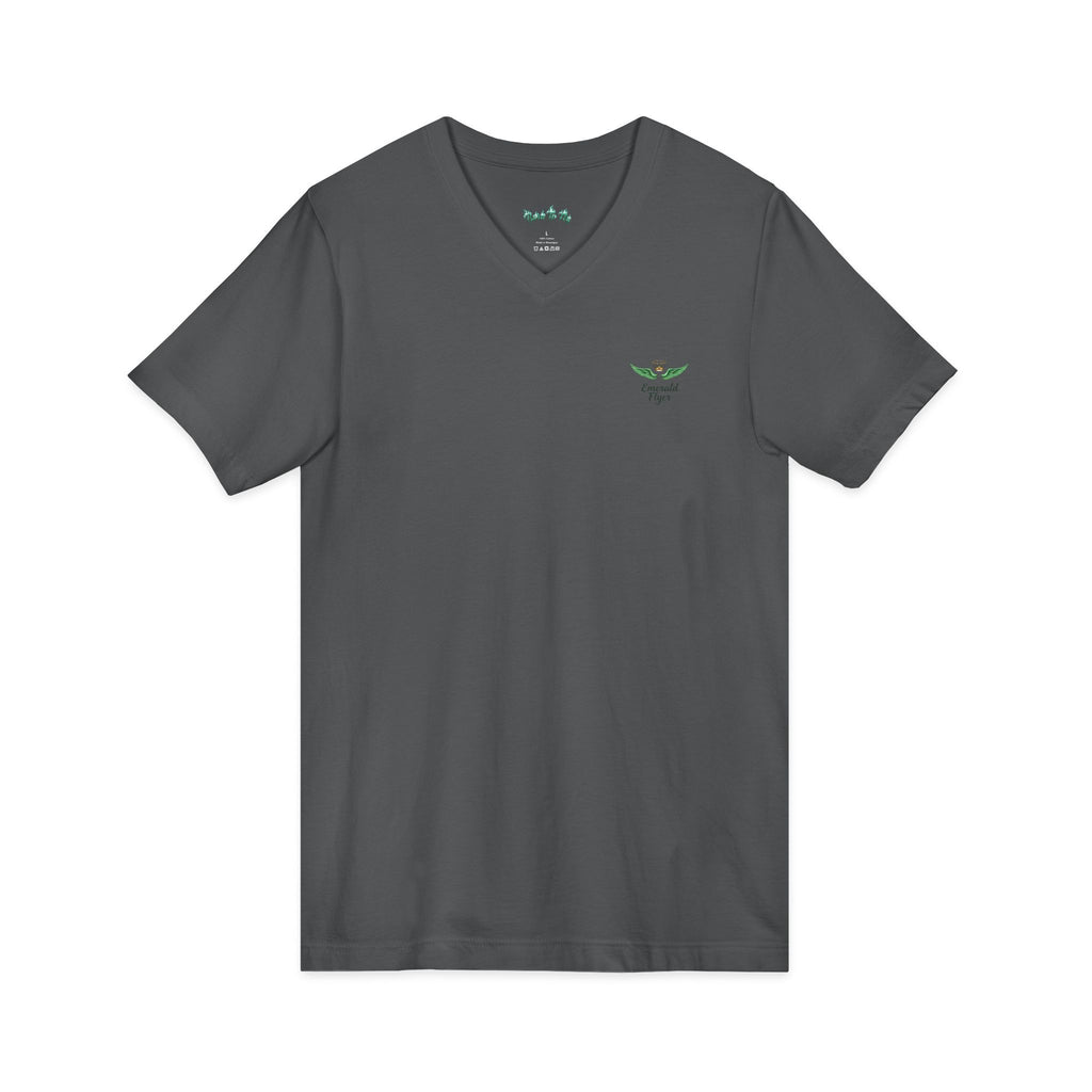 Minimal 'Grow Wild' V-Neck Tee — Small Leaf Chest Graphic, Eco Casual Shirt