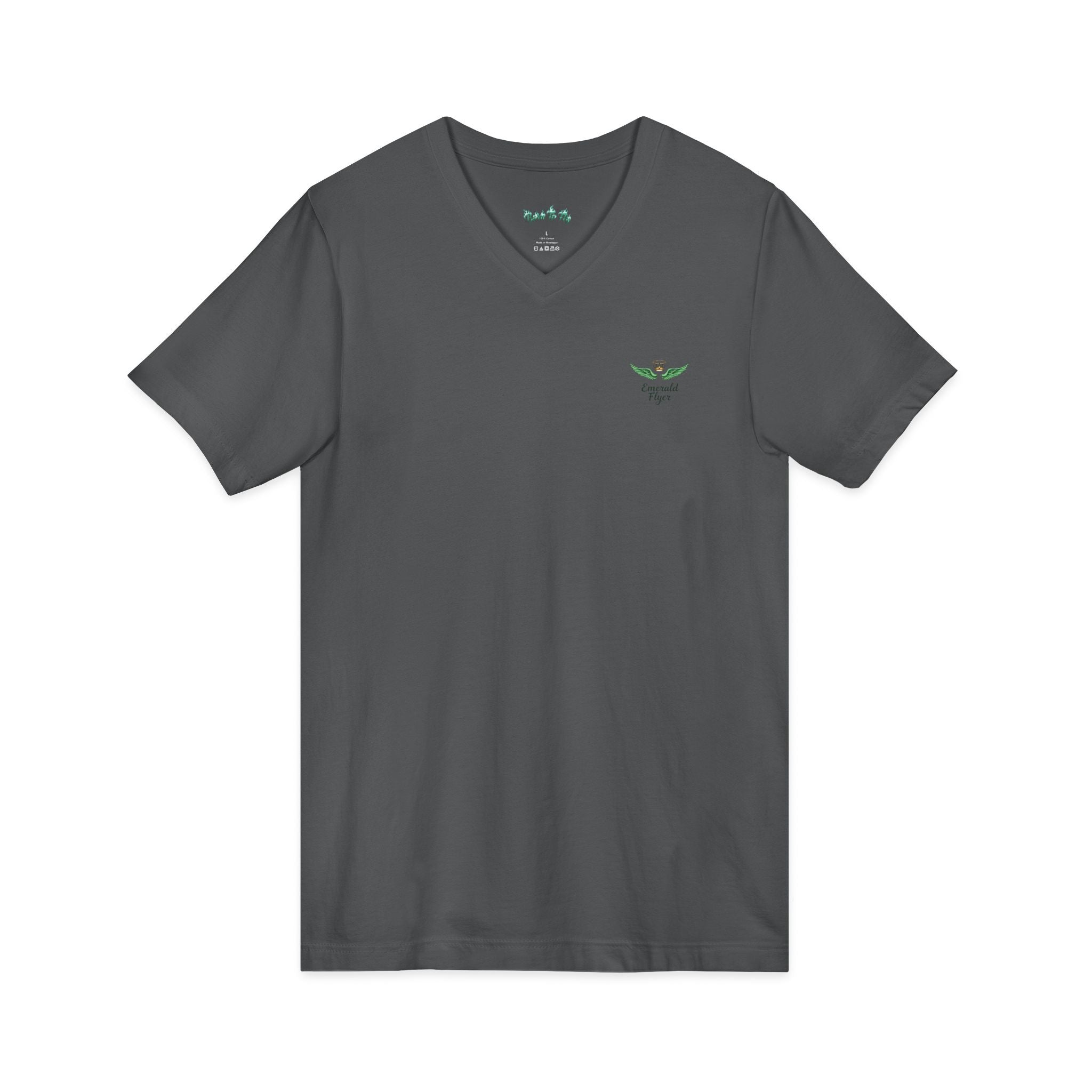 Minimal 'Grow Wild' V-Neck Tee — Small Leaf Chest Graphic, Eco Casual Shirt