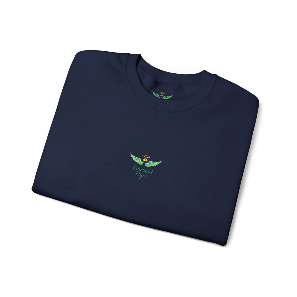White Crewneck Sweatshirt with Tiny Green Plant Embroidery – “Plant Babe” Minimal Floral Design