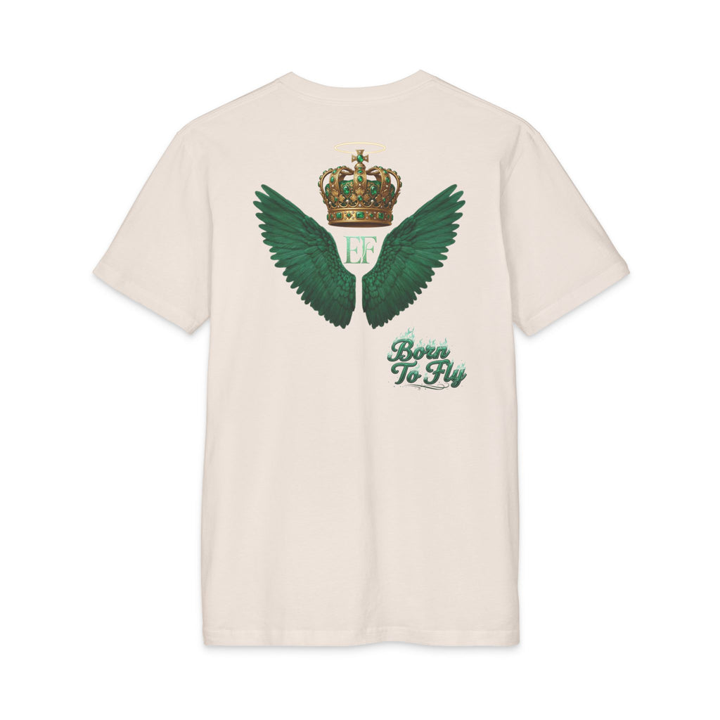 Emerald Flyer Tee — 'Born to Fly' Crown & Wings Graphic T-Shirt