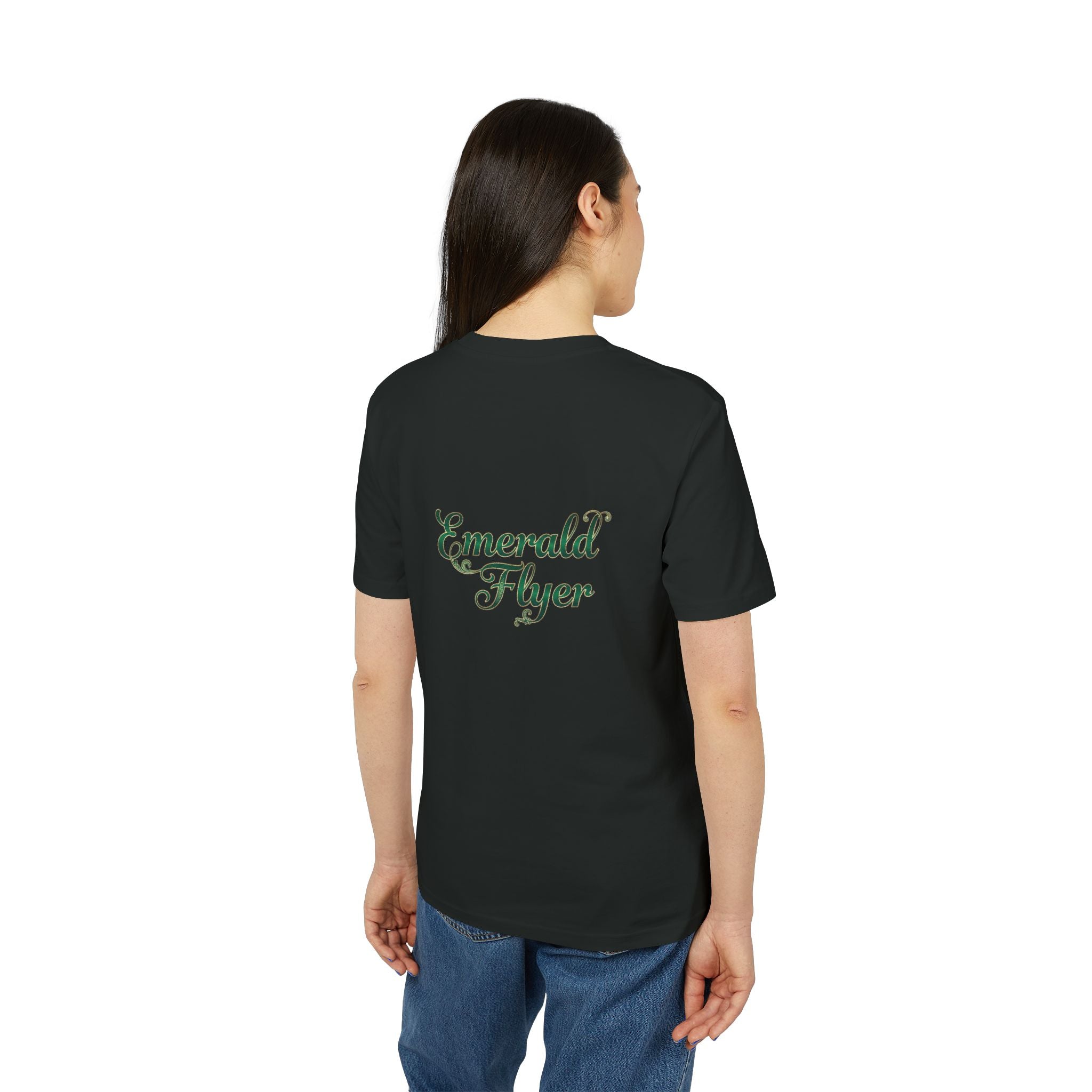 Emerald Flyer T-Shirt — Winged Gem Graphic "Born To Fly"