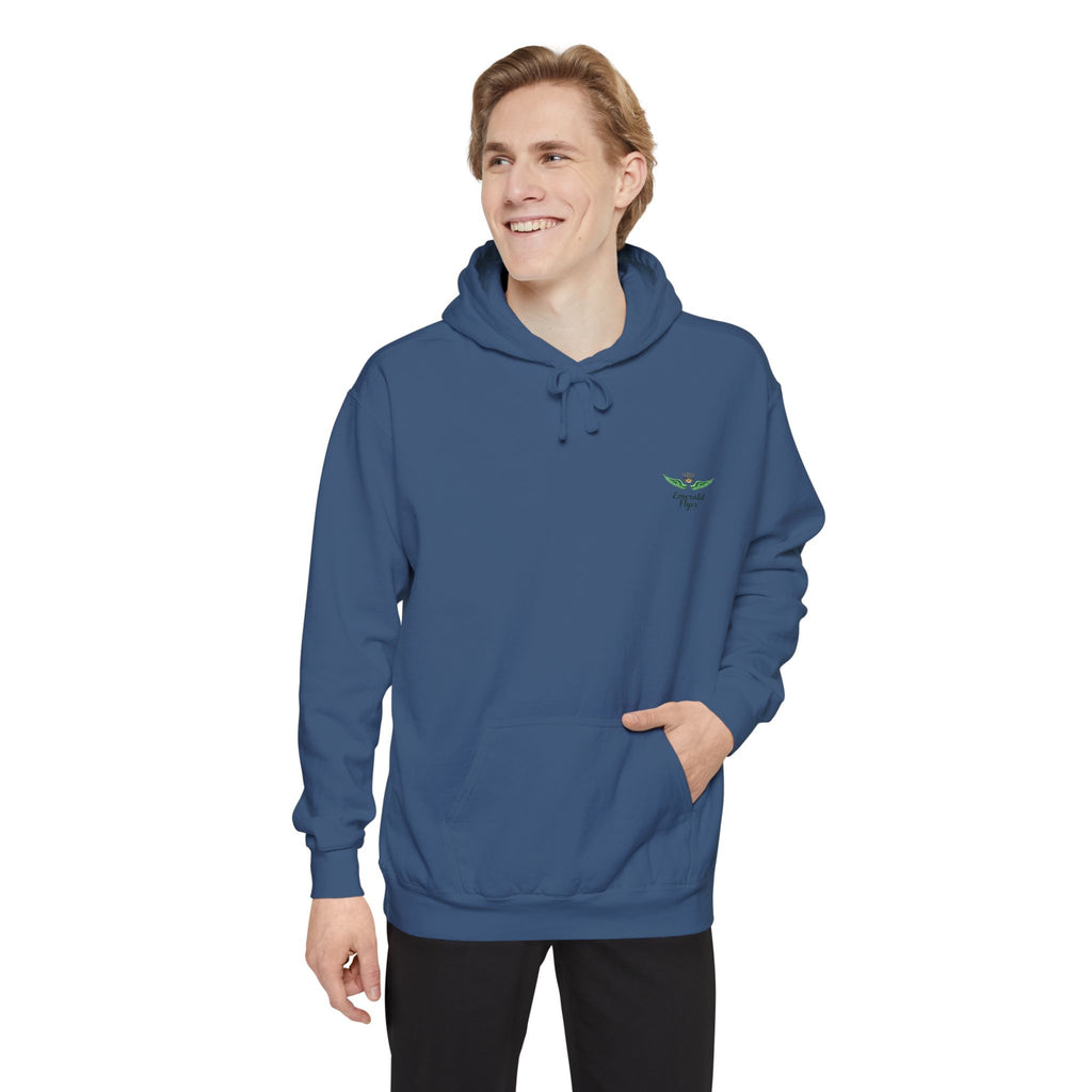 Minimal Plant Logo Hoodie — Small Green Leaf Chest Design