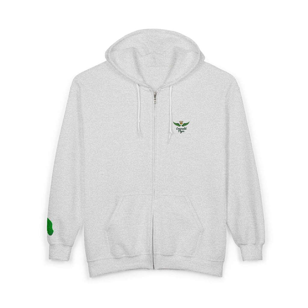 Emerald Flyer feather cuff zip hoodie