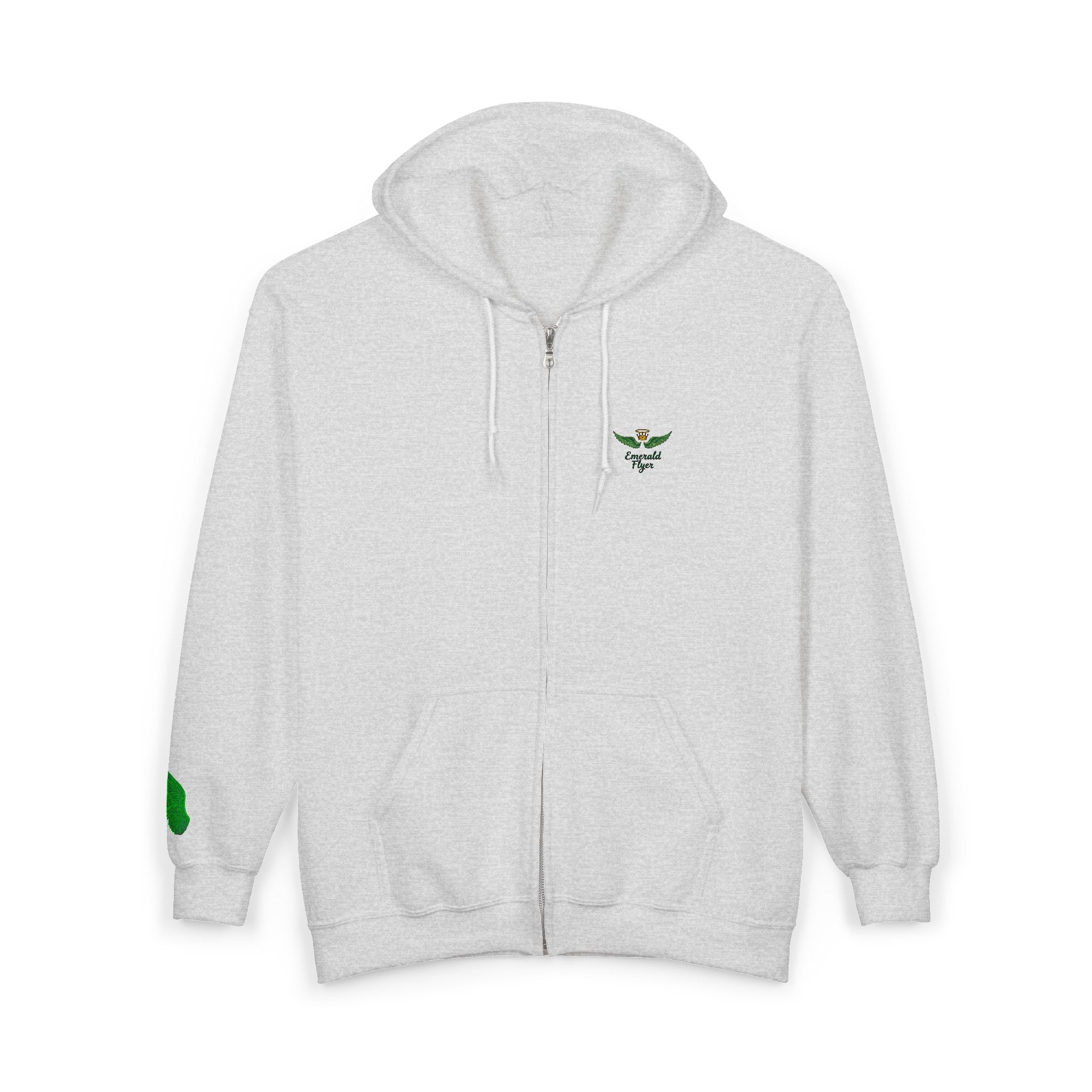 Emerald Flyer feather cuff zip hoodie