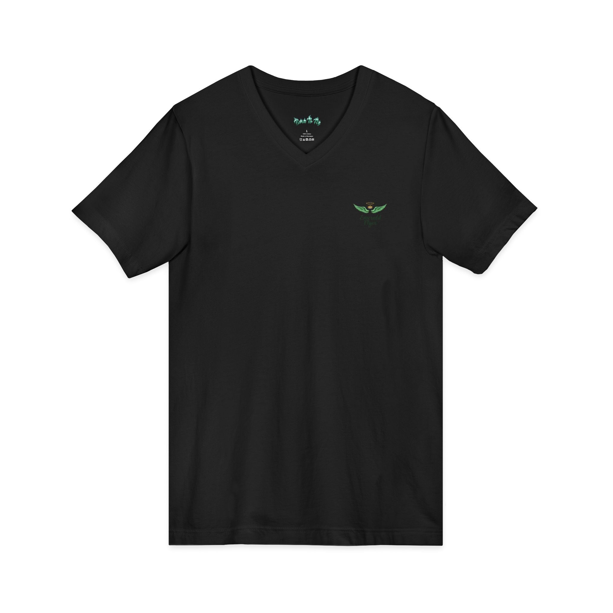 Minimal 'Grow Wild' V-Neck Tee — Small Leaf Chest Graphic, Eco Casual Shirt