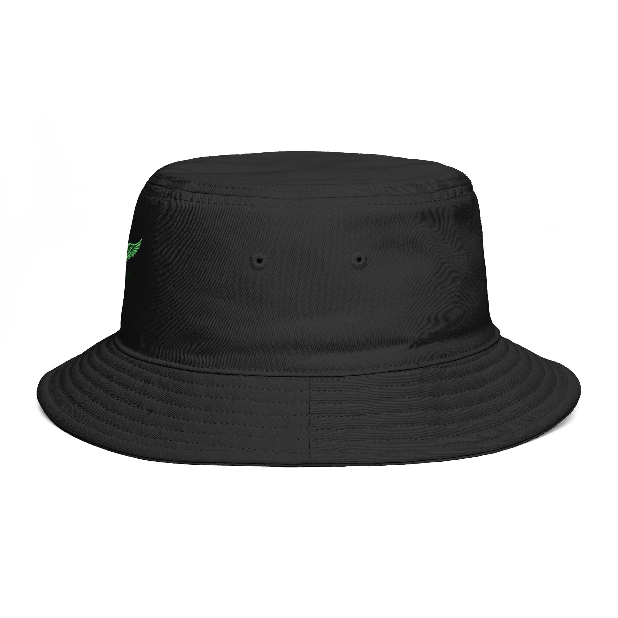 Emerald Tiger Brown Bucket Hat — Embroidered Green Winged Tiger Logo