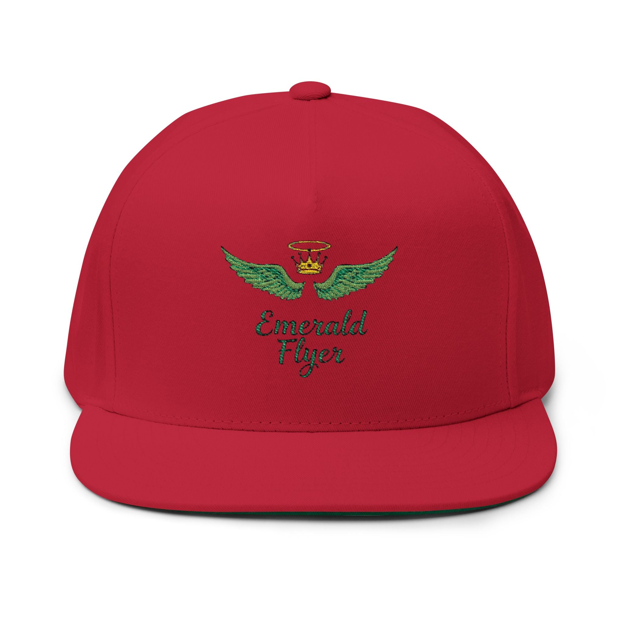 Emerald Flyer winged crown embroidery Flat Bill Cap | baseball snapback