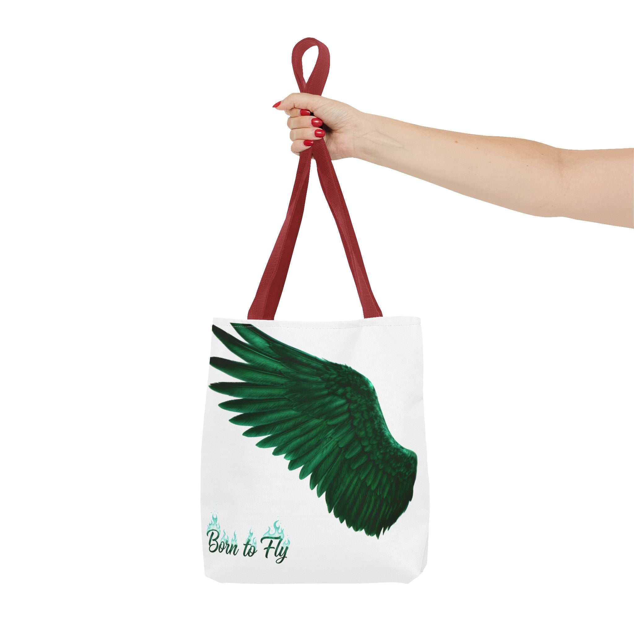 Emerald Wings Tote Bag — "Born to Fly" / "Emerald Flyer" Printed Tote