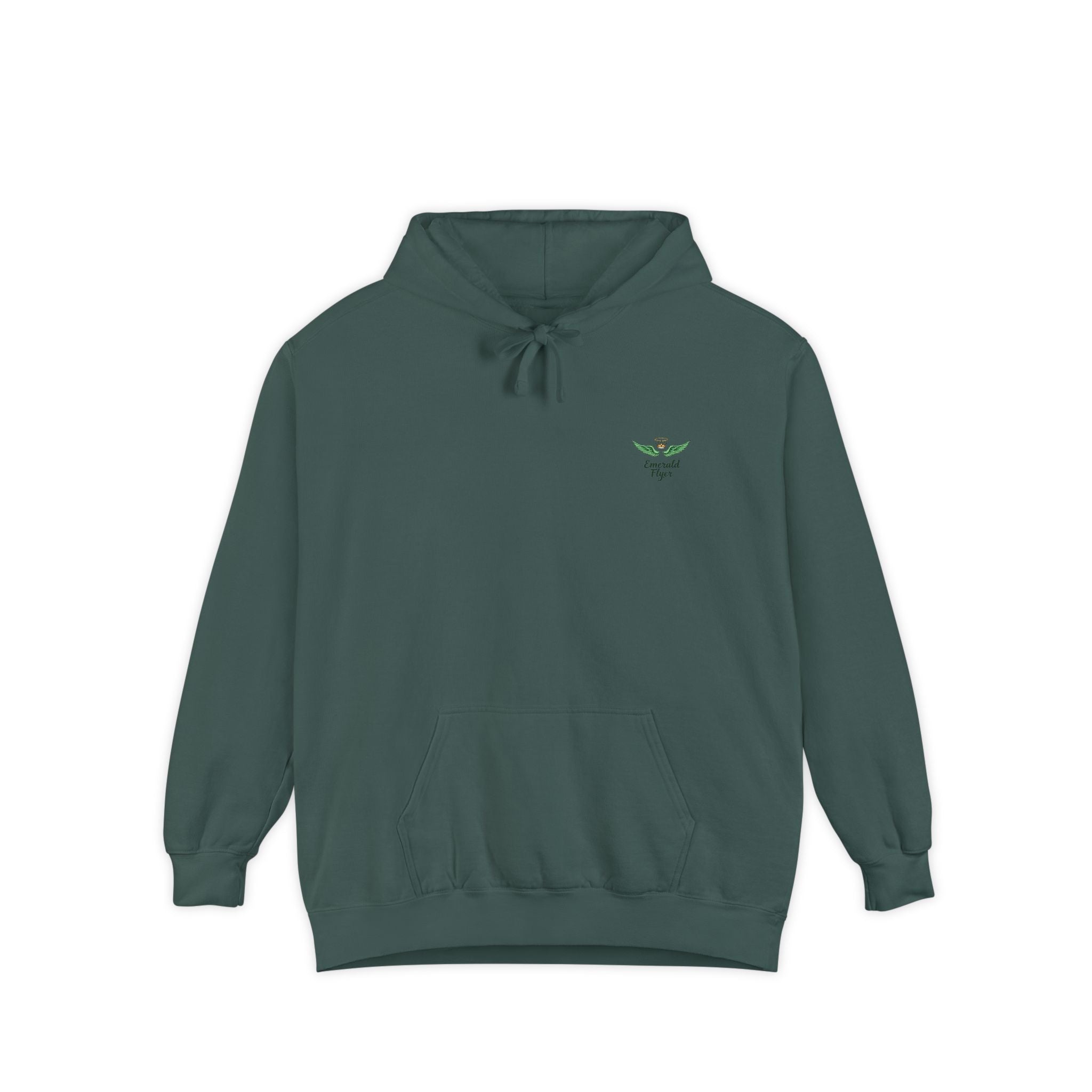 Minimal Plant Logo Hoodie — Small Green Leaf Chest Design