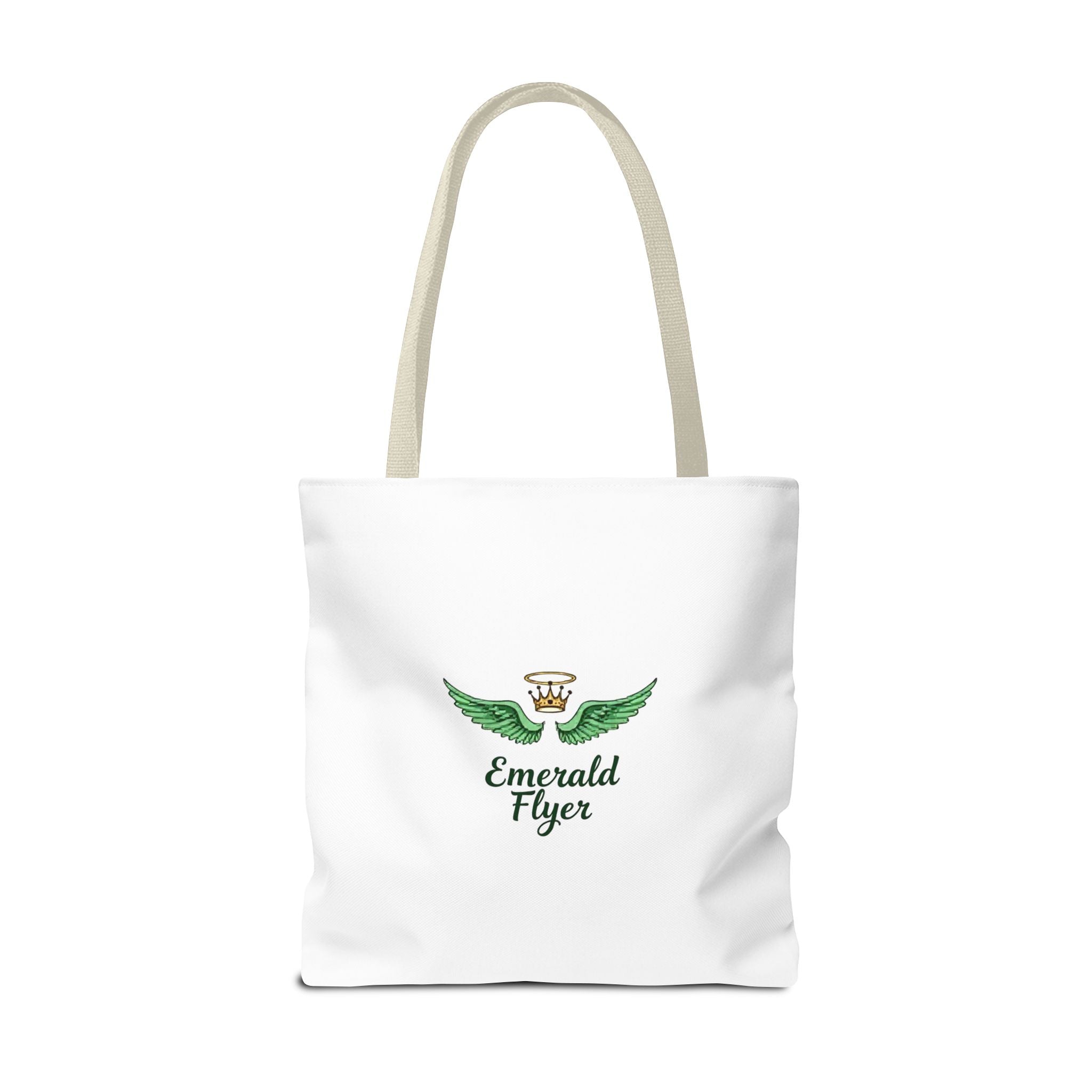 Emerald Wings Tote Bag — "Born to Fly" / "Emerald Flyer" Printed Tote