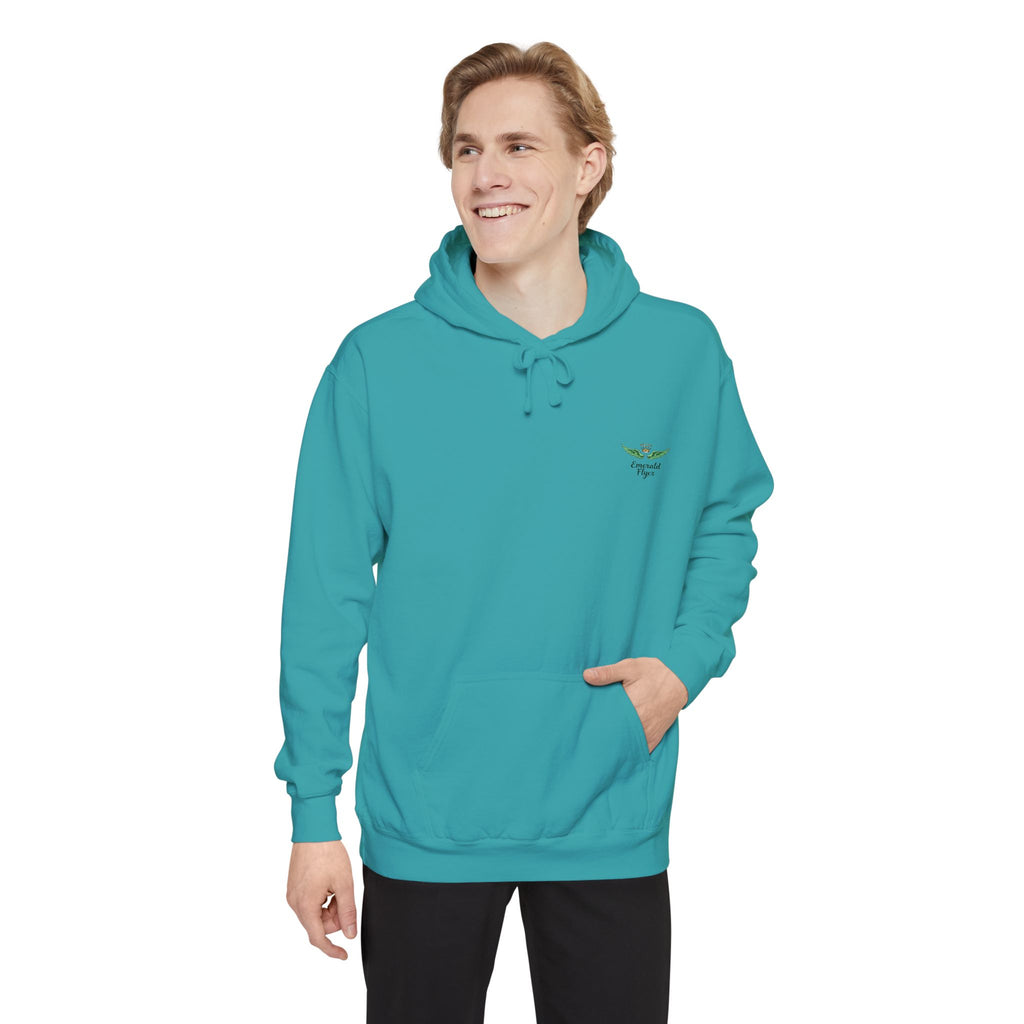 Minimal Plant Logo Hoodie — Small Green Leaf Chest Design