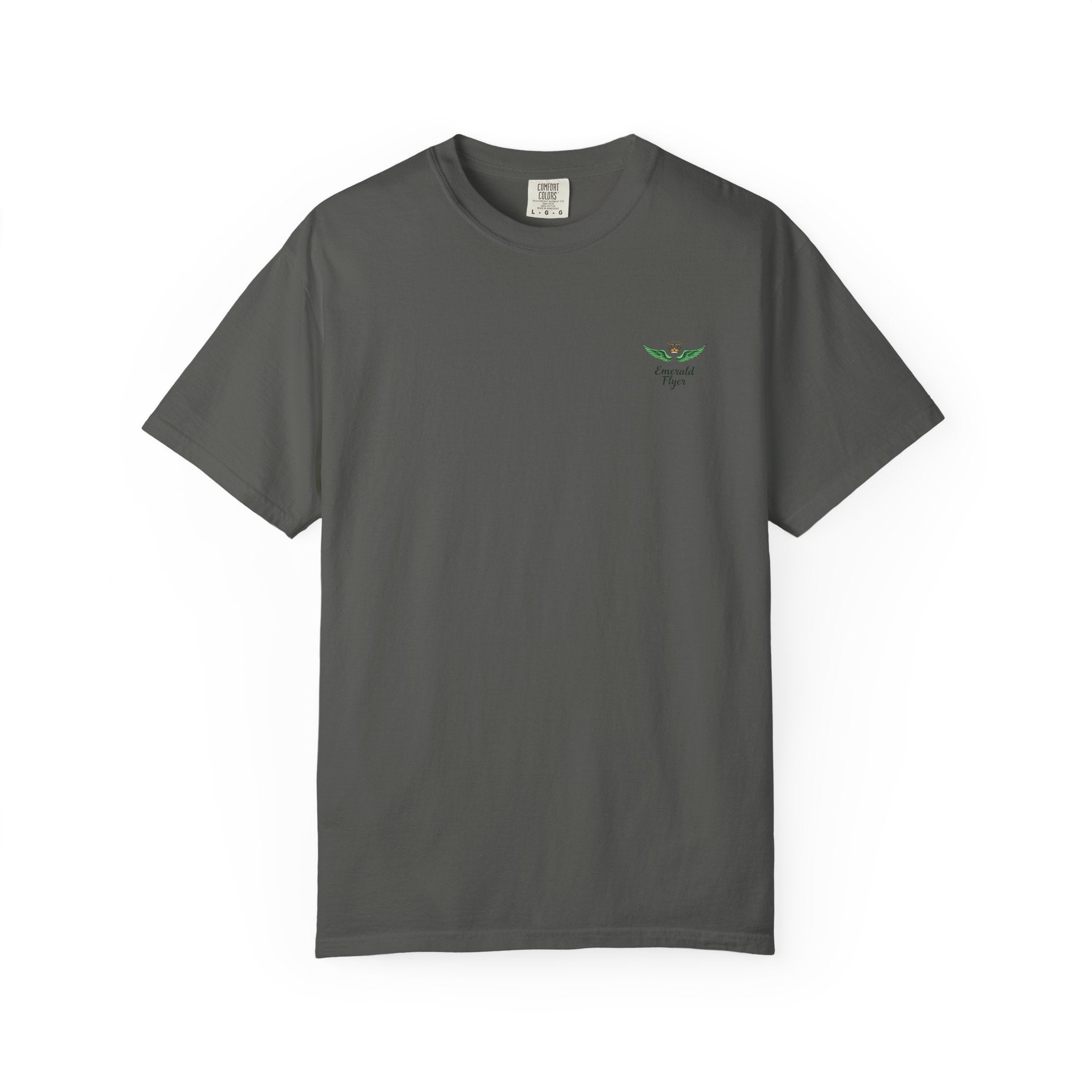 Emerald Flyer T-Shirt — 'Born to Fly' Wing Graphic