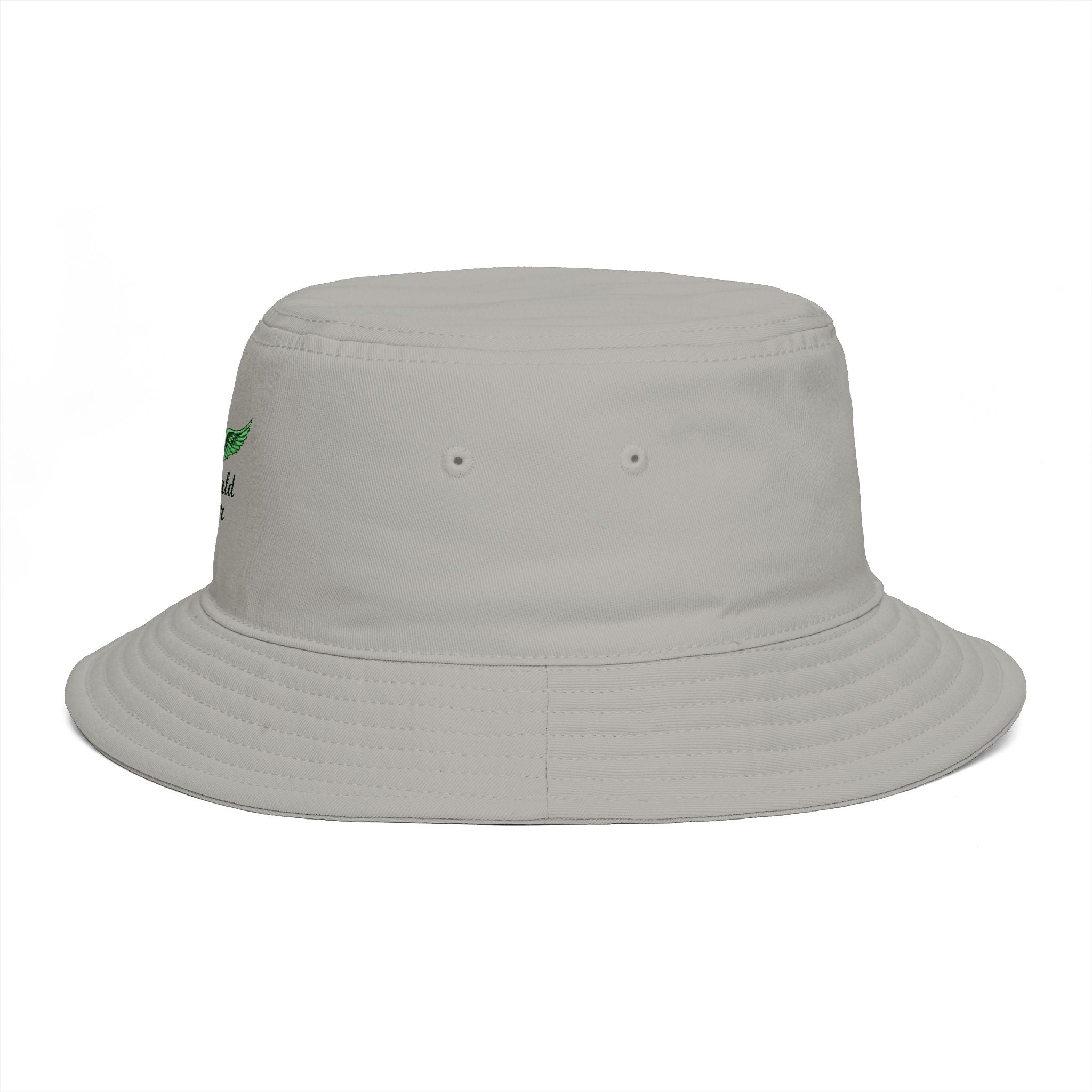 Emerald Tiger Brown Bucket Hat — Embroidered Green Winged Tiger Logo