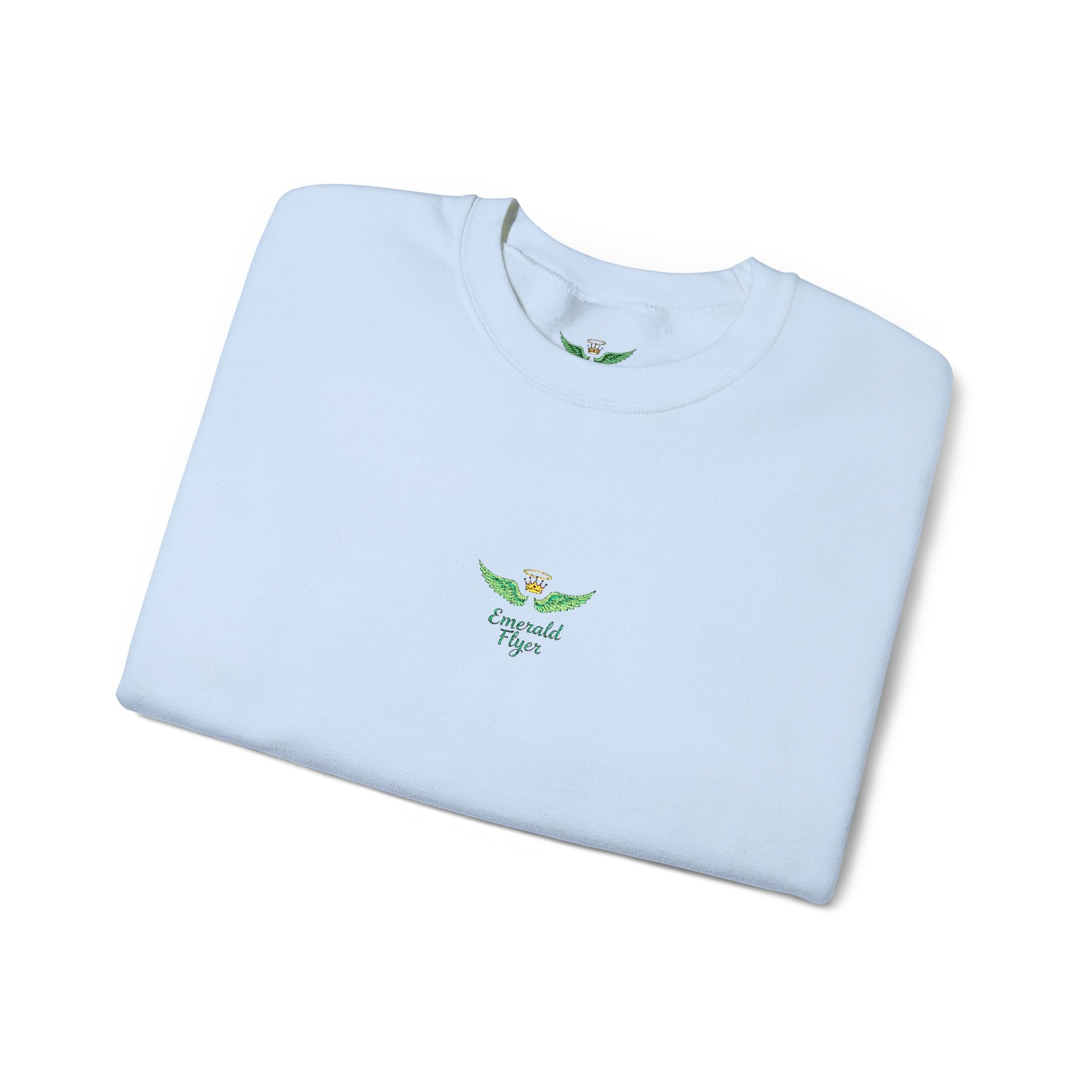 White Crewneck Sweatshirt with Tiny Green Plant Embroidery – “Plant Babe” Minimal Floral Design