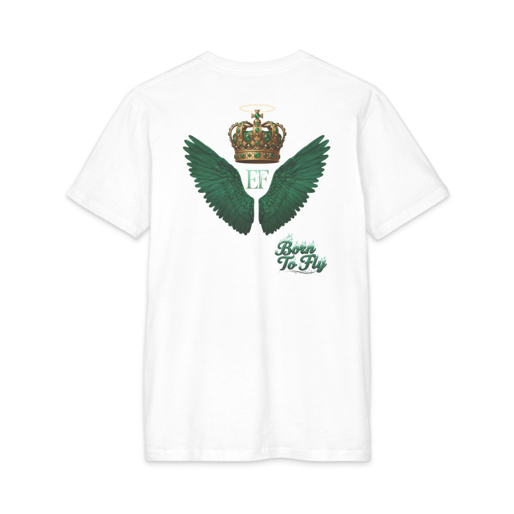 Emerald Flyer Tee — 'Born To Fly' Wing & Crown Graphic T-Shirt