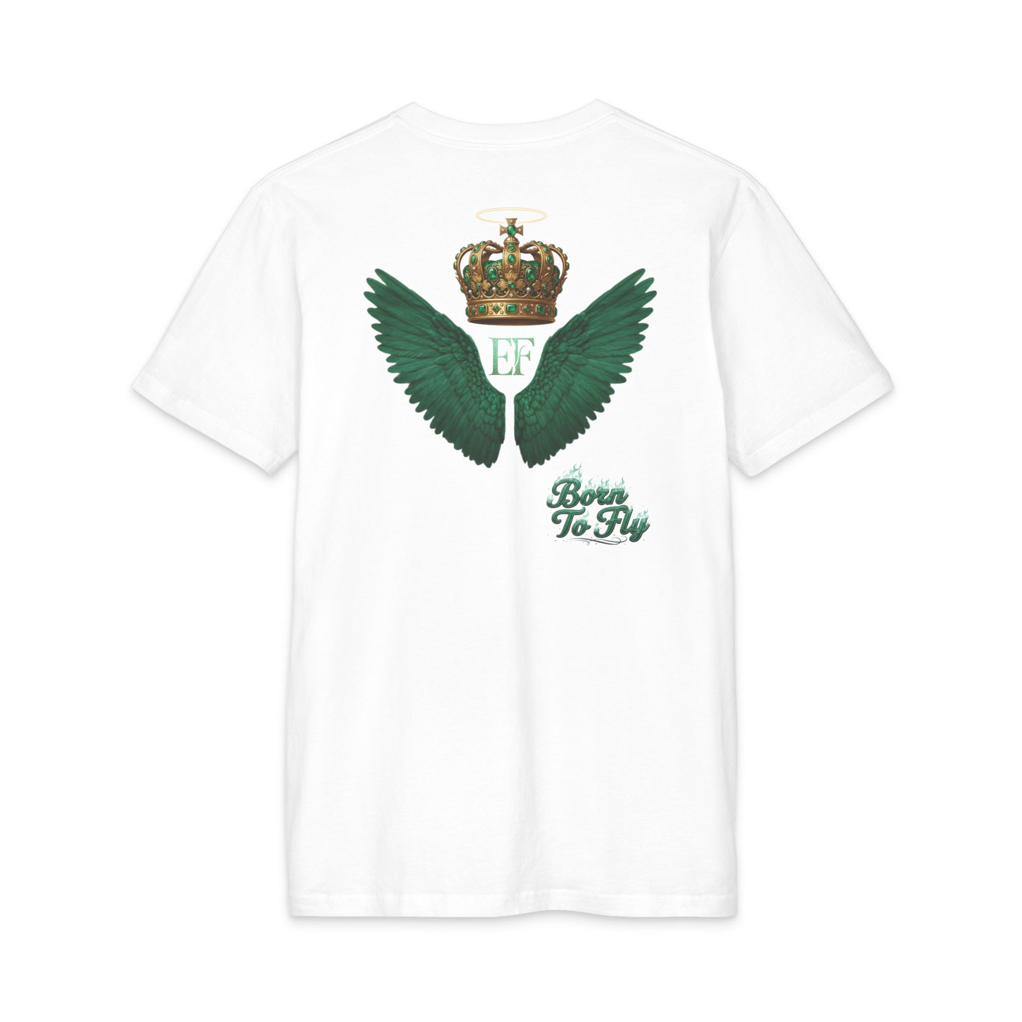 Emerald Flyer Tee — 'Born To Fly' Wing & Crown Graphic T-Shirt