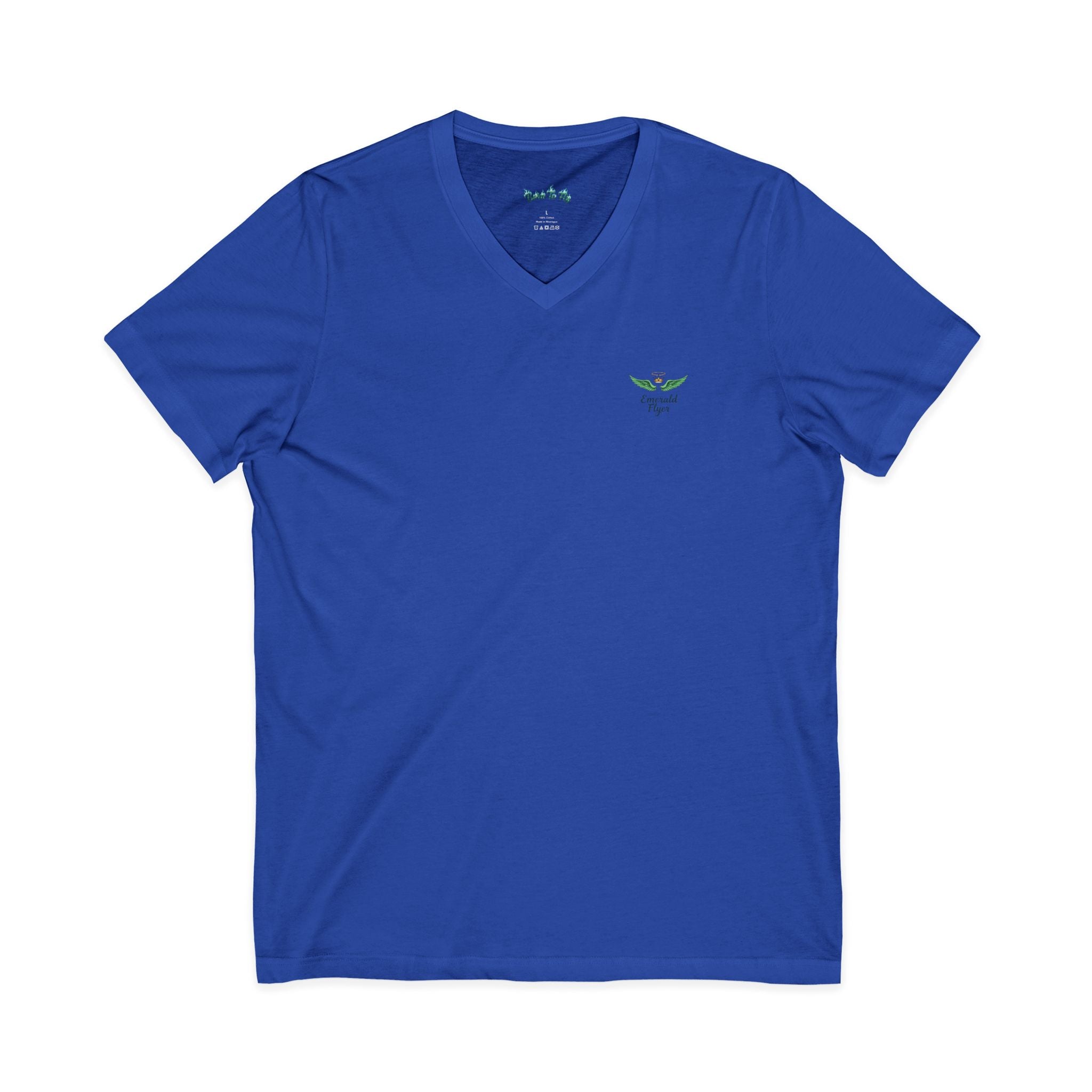 Minimal 'Grow Wild' V-Neck Tee — Small Leaf Chest Graphic, Eco Casual Shirt