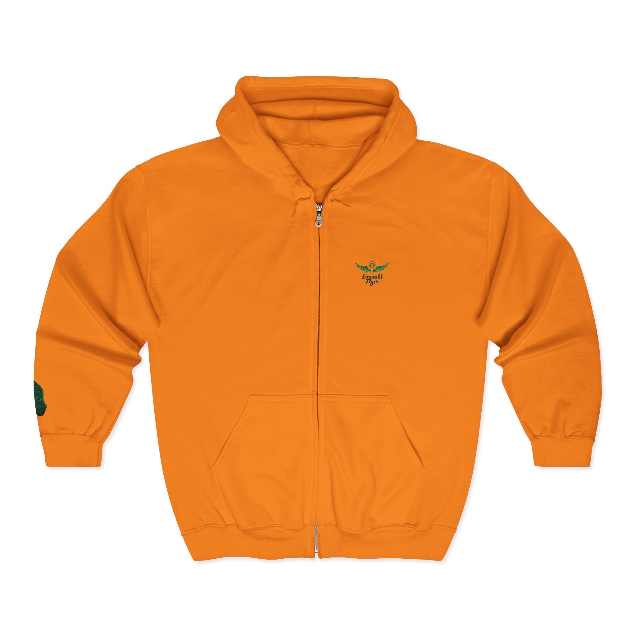 Emerald Flyer feather cuff zip hoodie