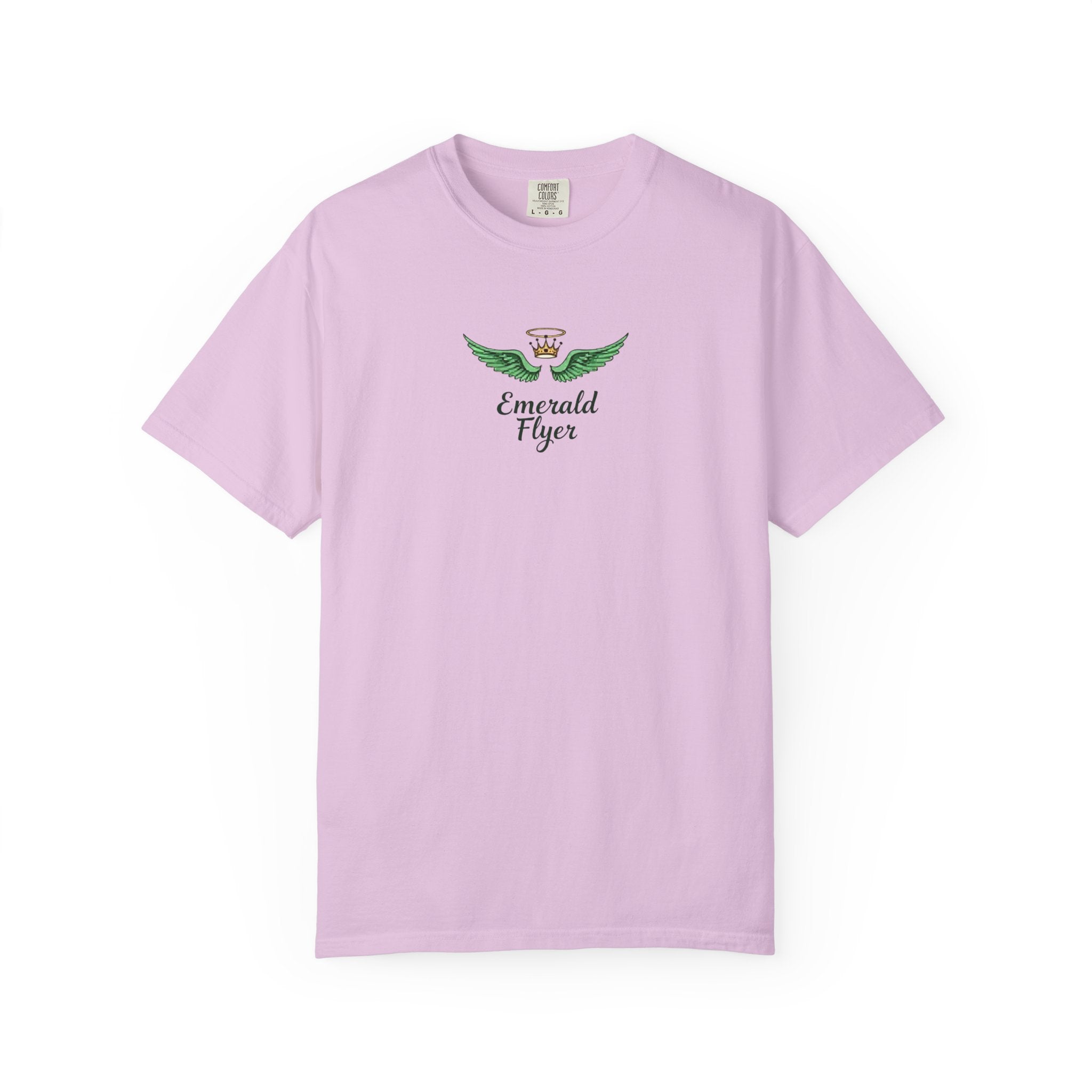 Emerald Flyer T-Shirt – 'Born to Fly' Winged Crown Graphic Tee