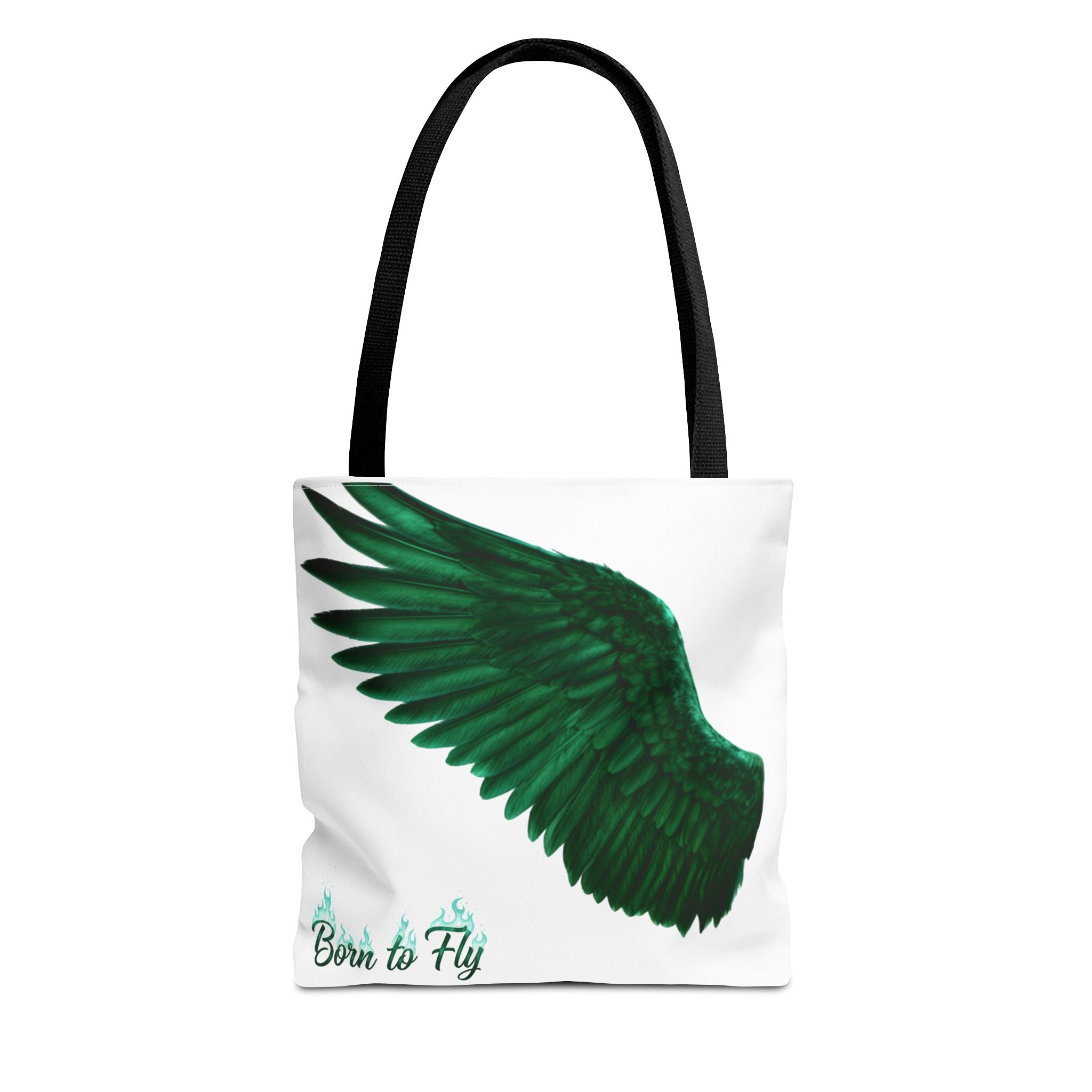 Emerald Wings Tote Bag — "Born to Fly" / "Emerald Flyer" Printed Tote