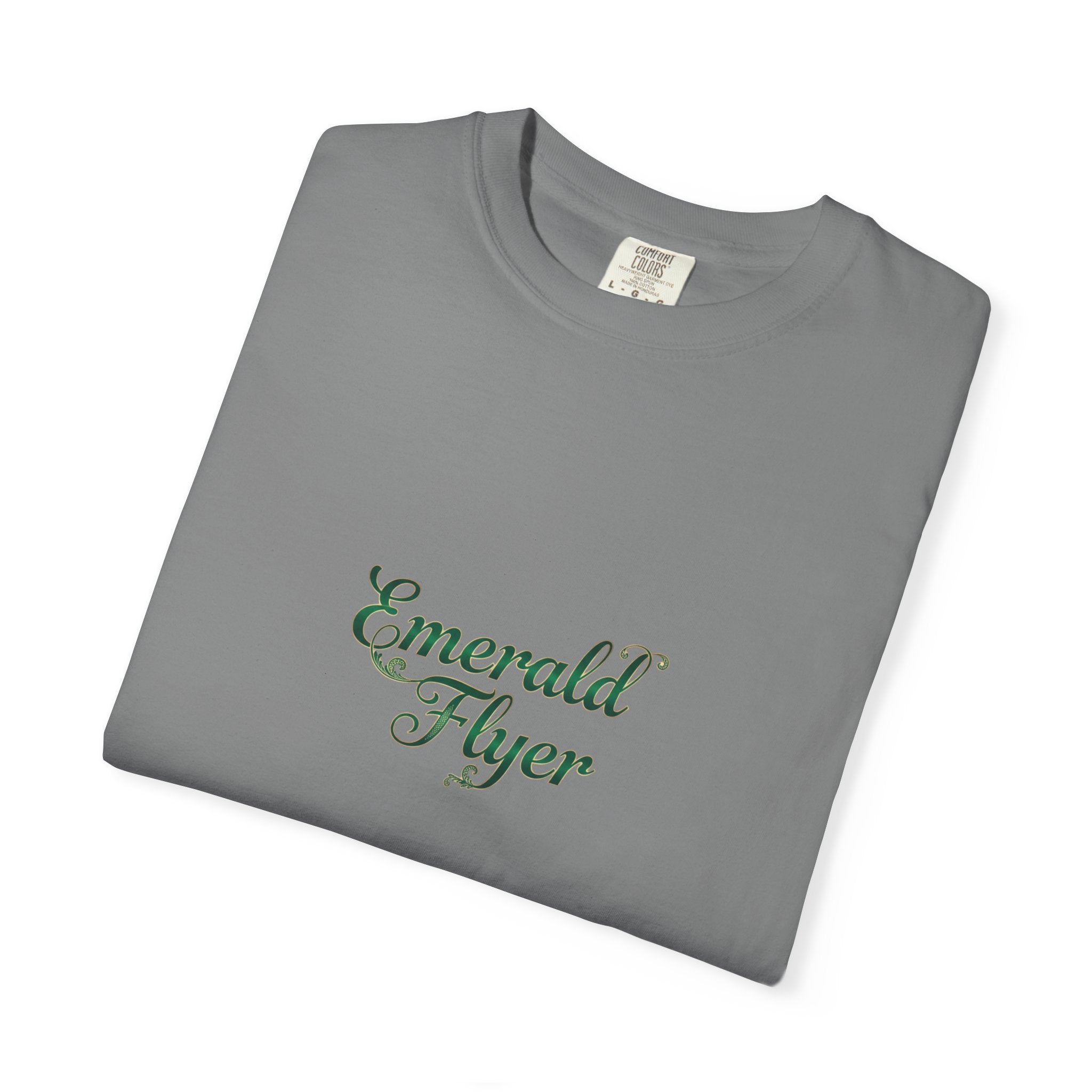 Emerald Flyer T-Shirt — "Born To Fly" Winged Emerald Graphic Tee