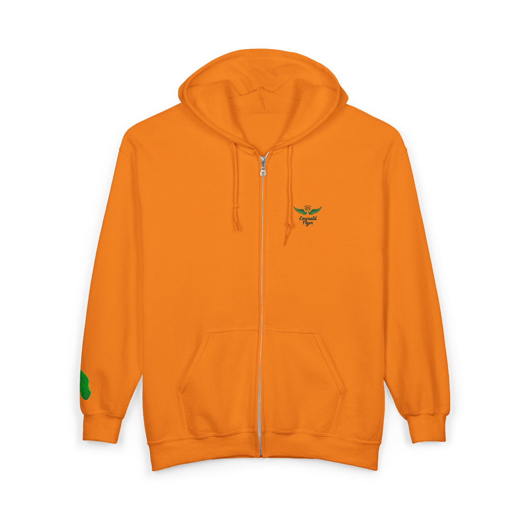 Emerald Flyer feather cuff zip hoodie