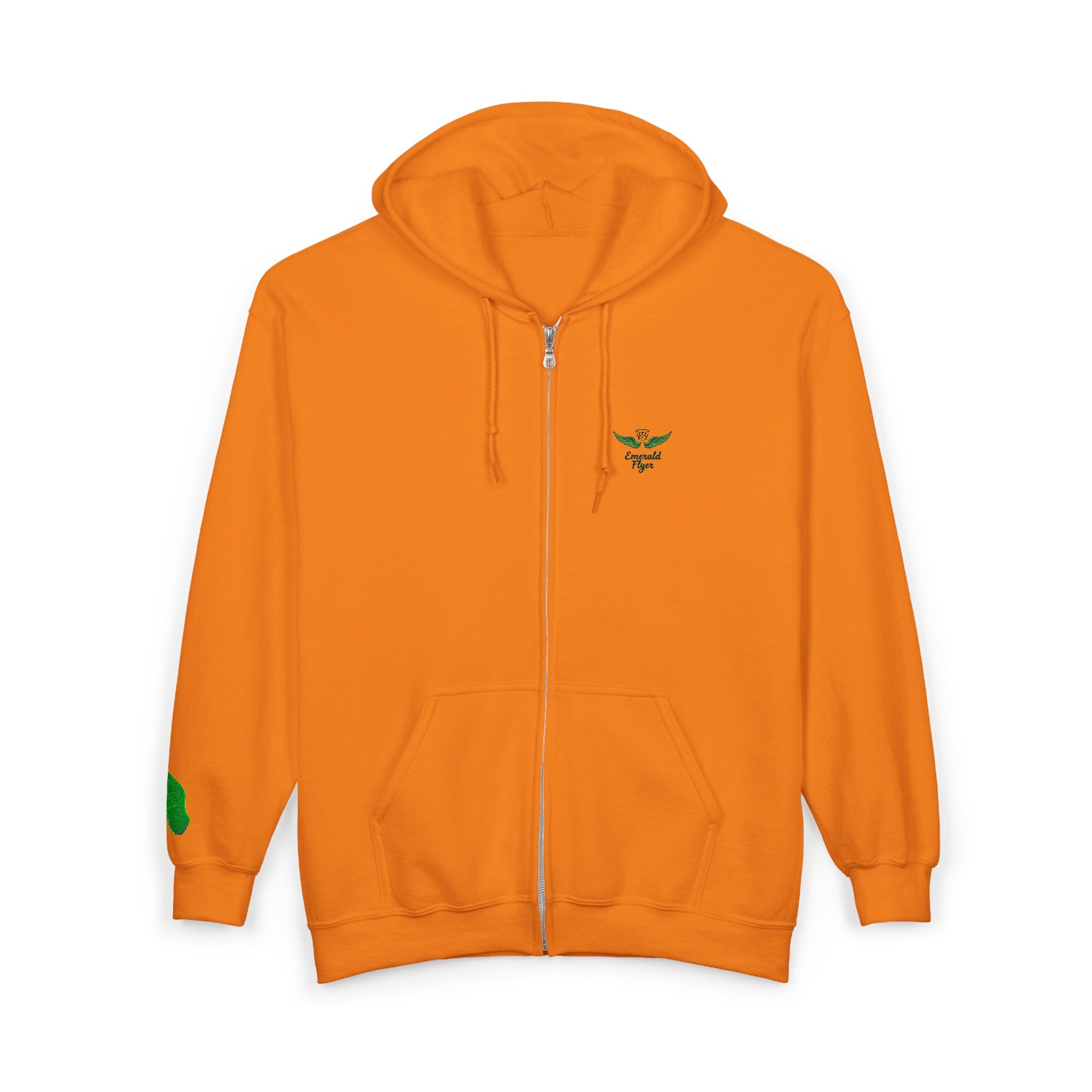 Emerald Flyer feather cuff zip hoodie
