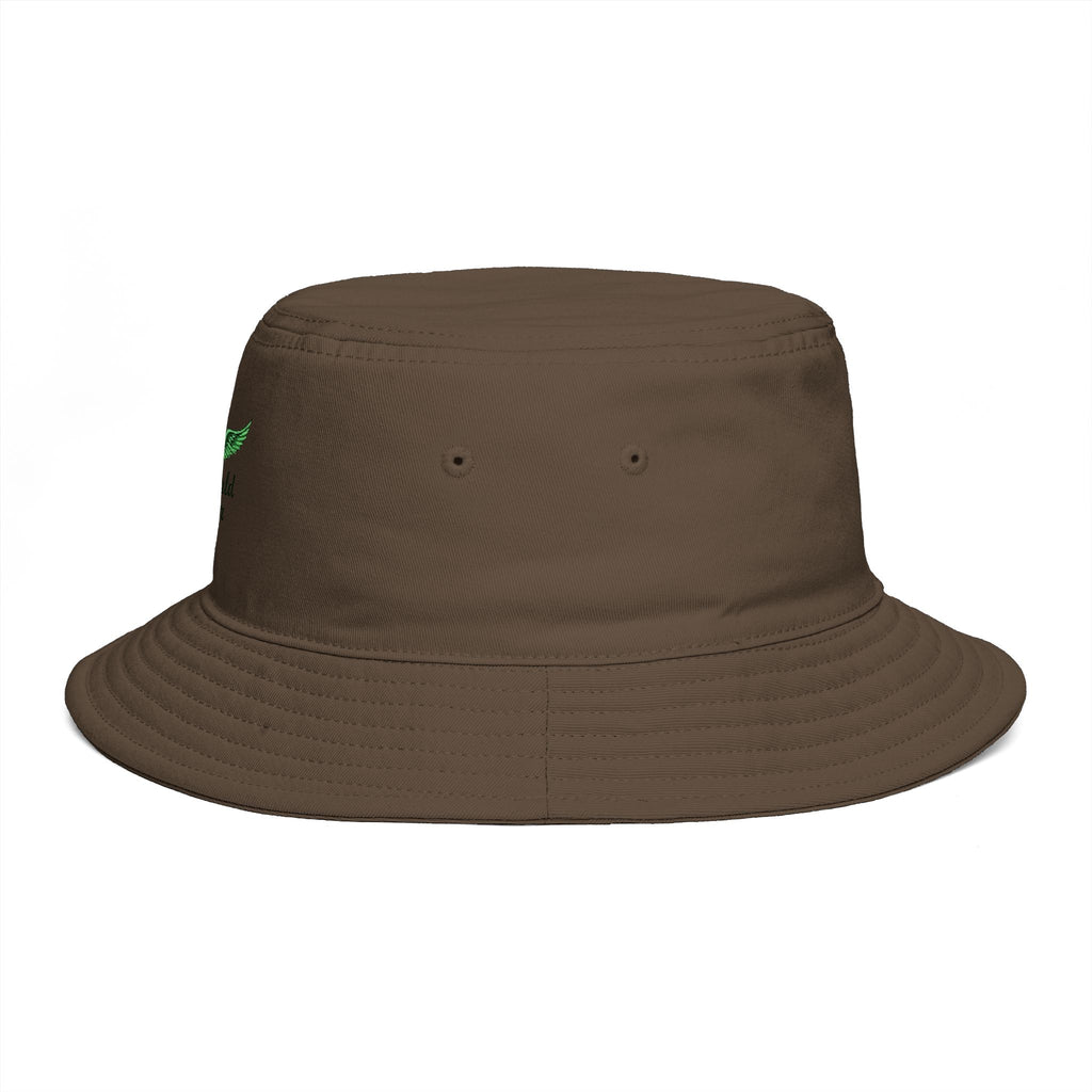 Emerald Tiger Brown Bucket Hat — Embroidered Green Winged Tiger Logo