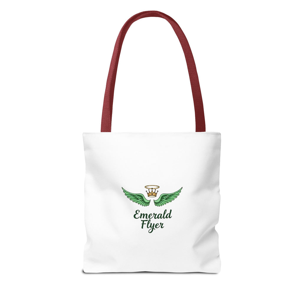 Emerald Wings Tote Bag — "Born to Fly" / "Emerald Flyer" Printed Tote