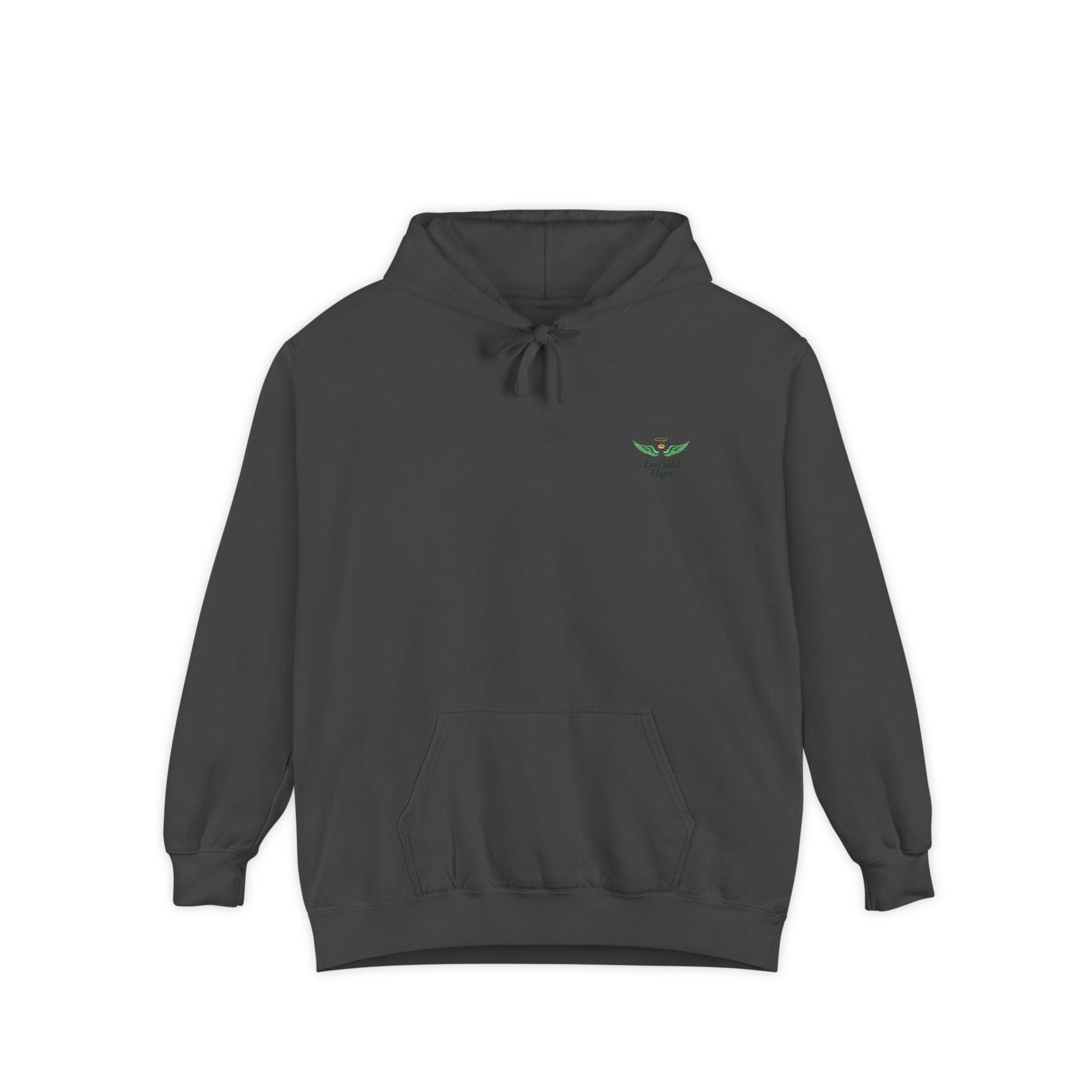 Minimal Plant Logo Hoodie — Small Green Leaf Chest Design