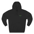 Minimal Green Leaf Logo Hoodie — Small Chest Graphic Fleece Pullover