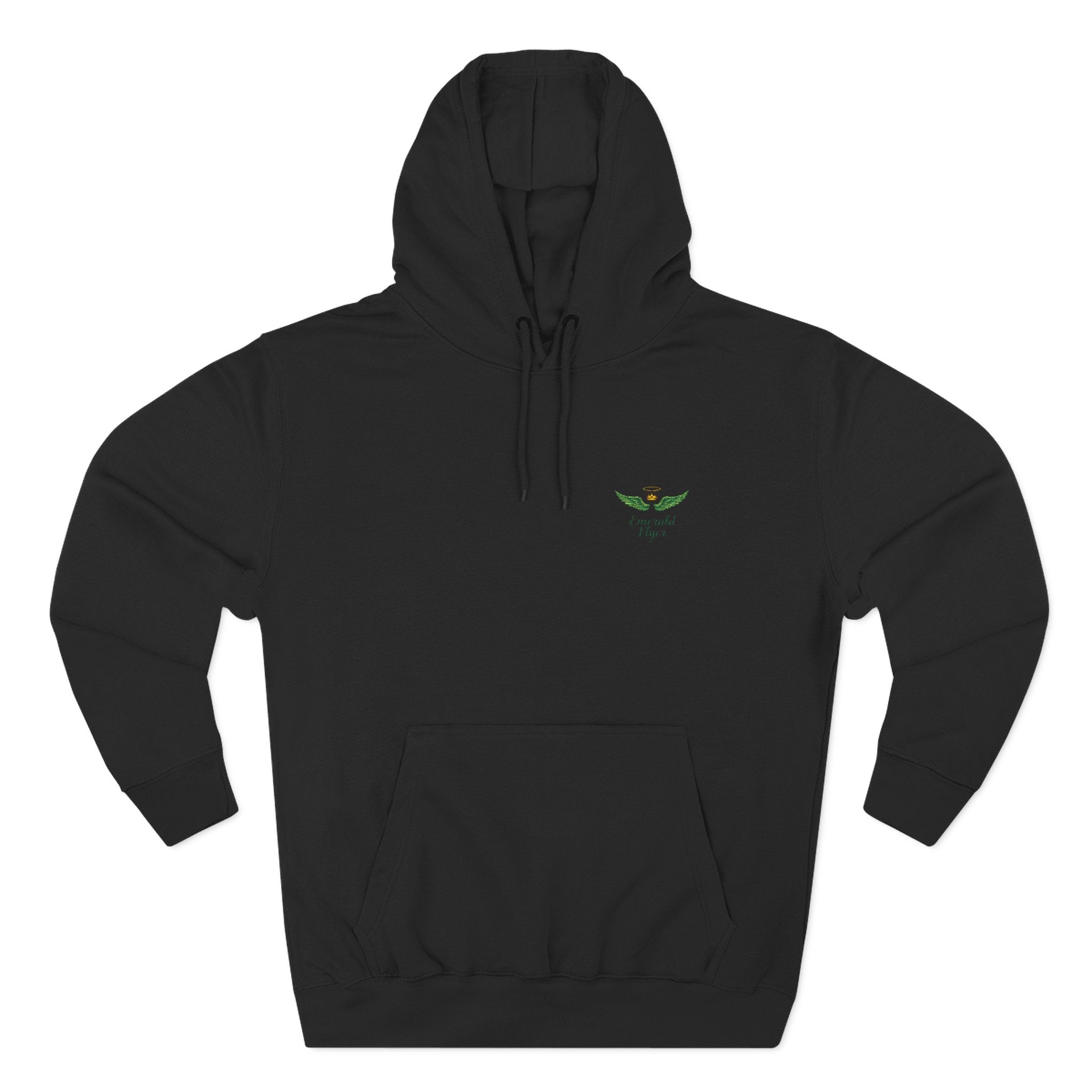 Minimal Green Leaf Logo Hoodie — Small Chest Graphic Fleece Pullover