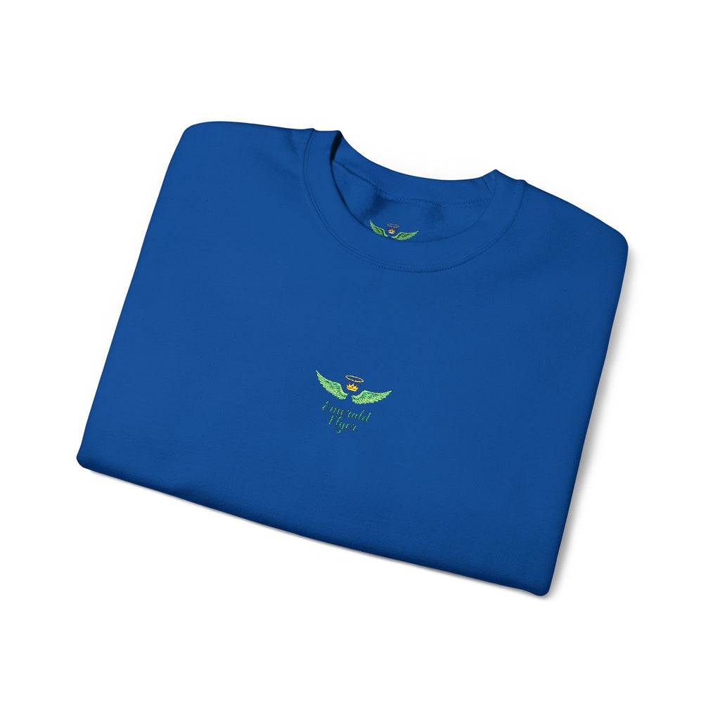 White Crewneck Sweatshirt with Tiny Green Plant Embroidery – “Plant Babe” Minimal Floral Design