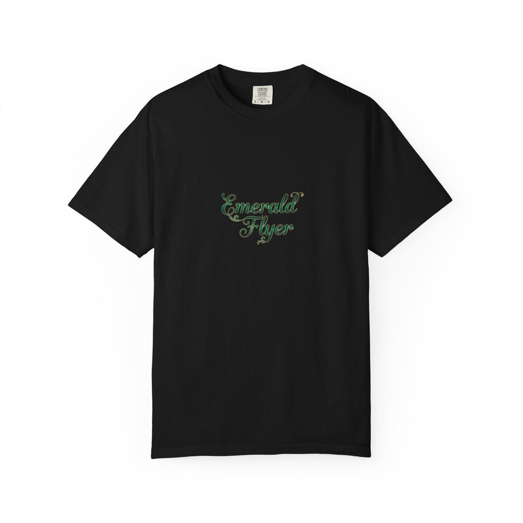Emerald Flyer T-Shirt — "Born To Fly" Winged Emerald Graphic Tee