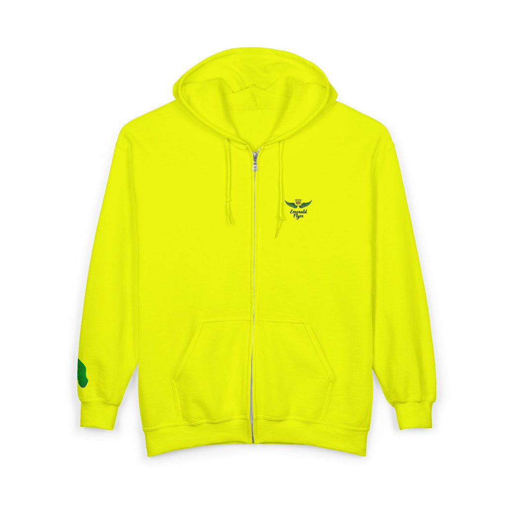 Emerald Flyer feather cuff zip hoodie
