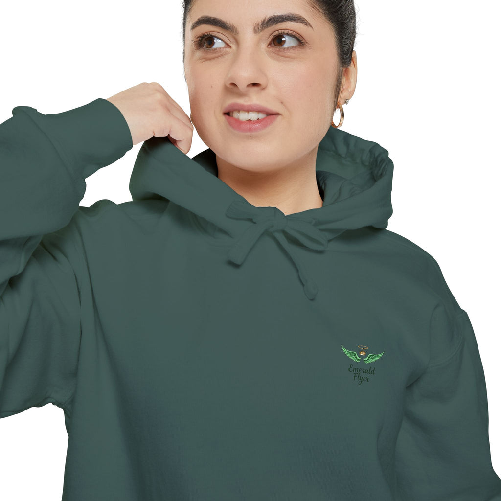 Minimal Plant Logo Hoodie — Small Green Leaf Chest Design