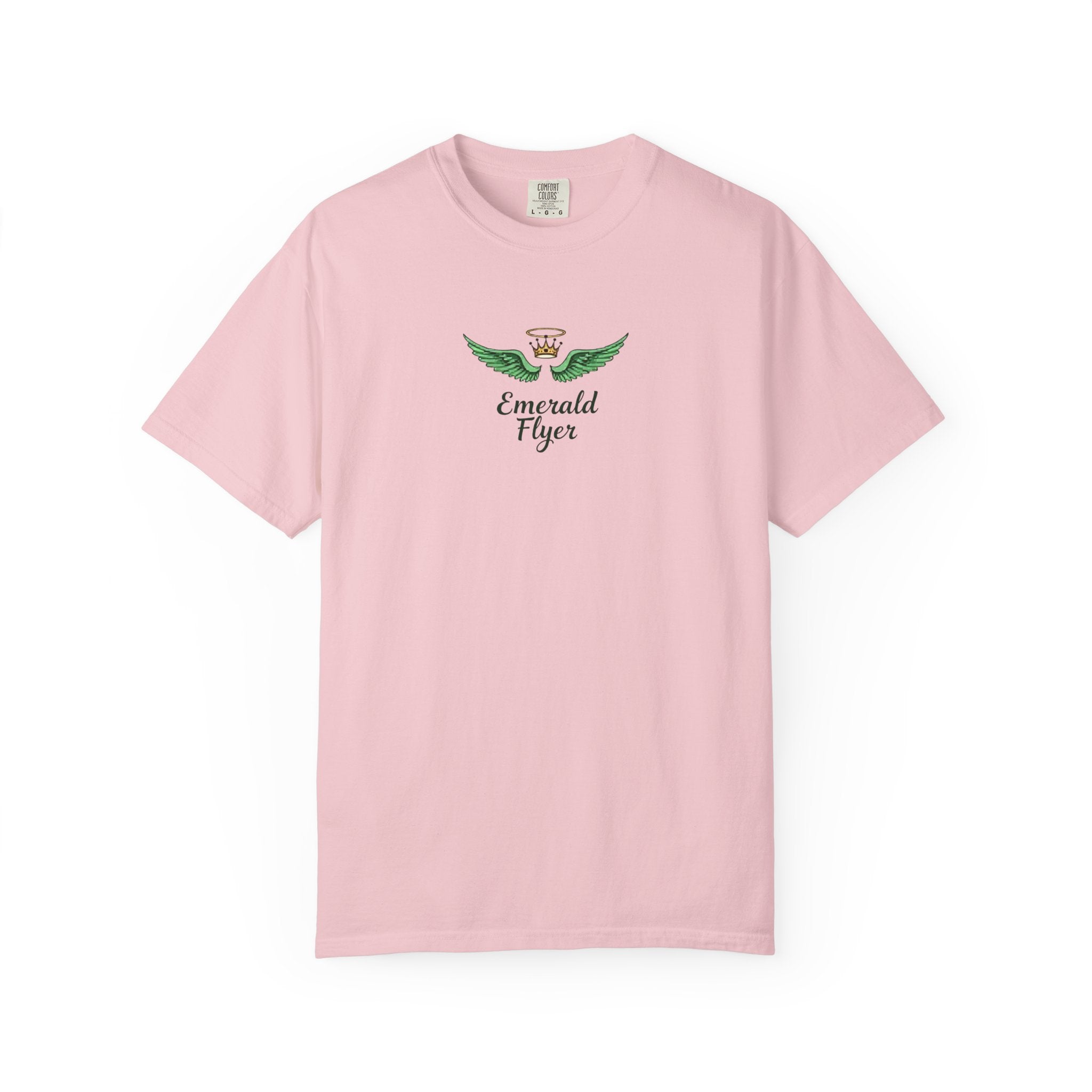 Emerald Flyer T-Shirt – 'Born to Fly' Winged Crown Graphic Tee
