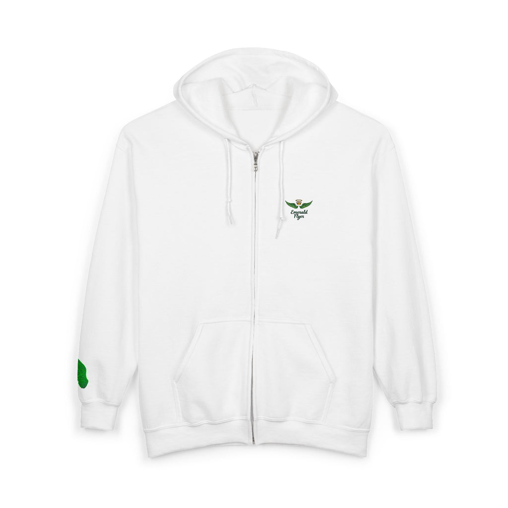 Emerald Flyer feather cuff zip hoodie