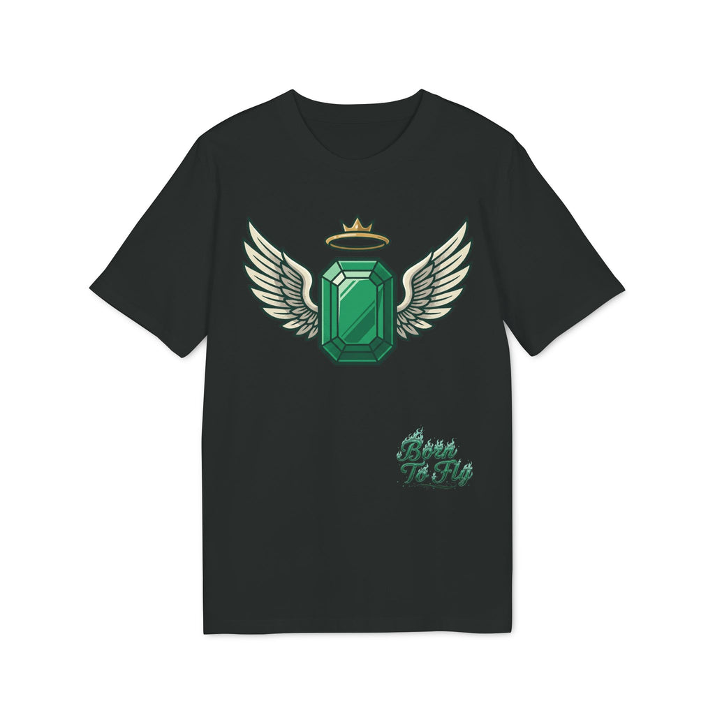 Emerald Flyer T-Shirt — Winged Gem Graphic "Born To Fly"