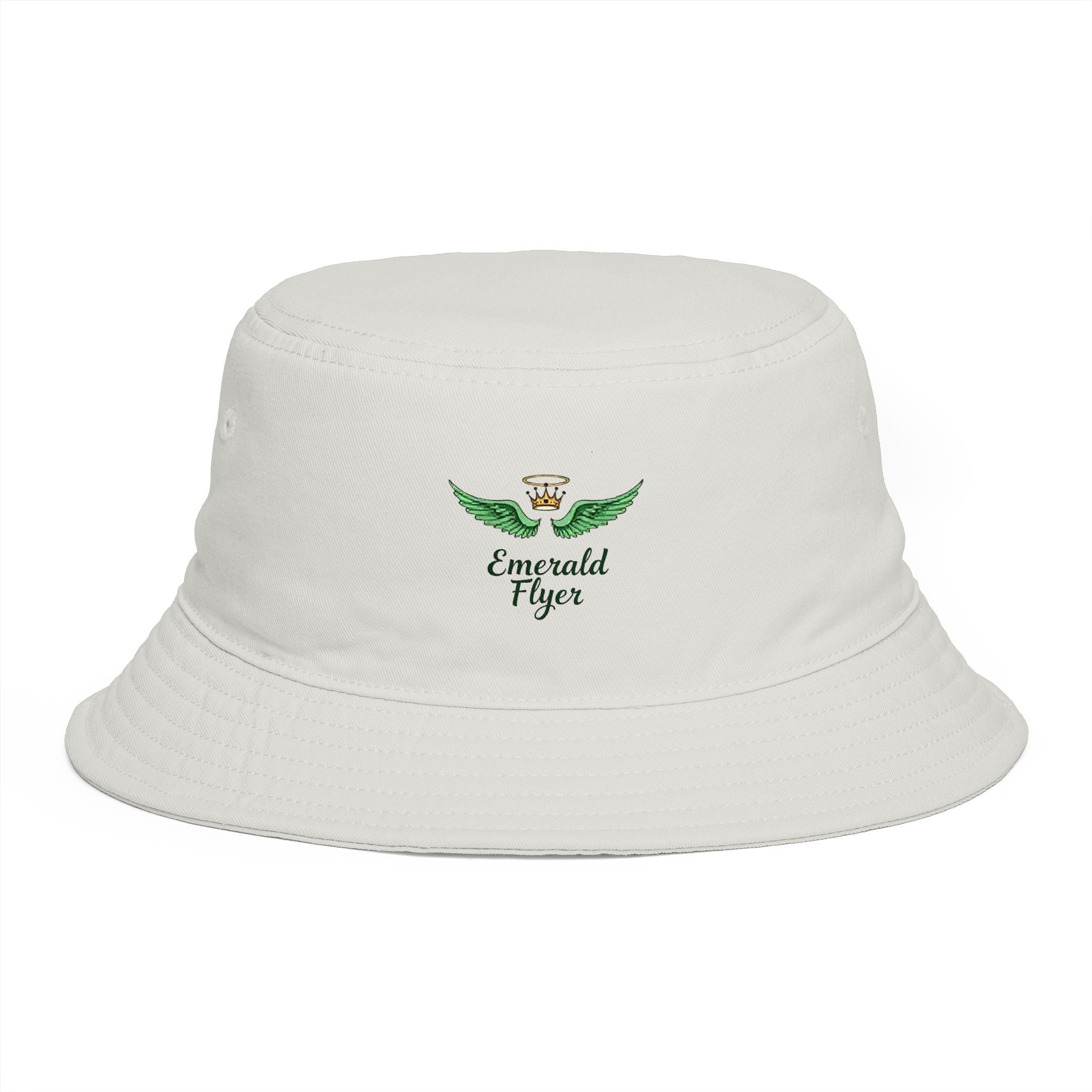 Emerald Tiger Brown Bucket Hat — Embroidered Green Winged Tiger Logo