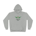 Emerald Flyer Hoodie — Green Winged Crown Graphic Pullover