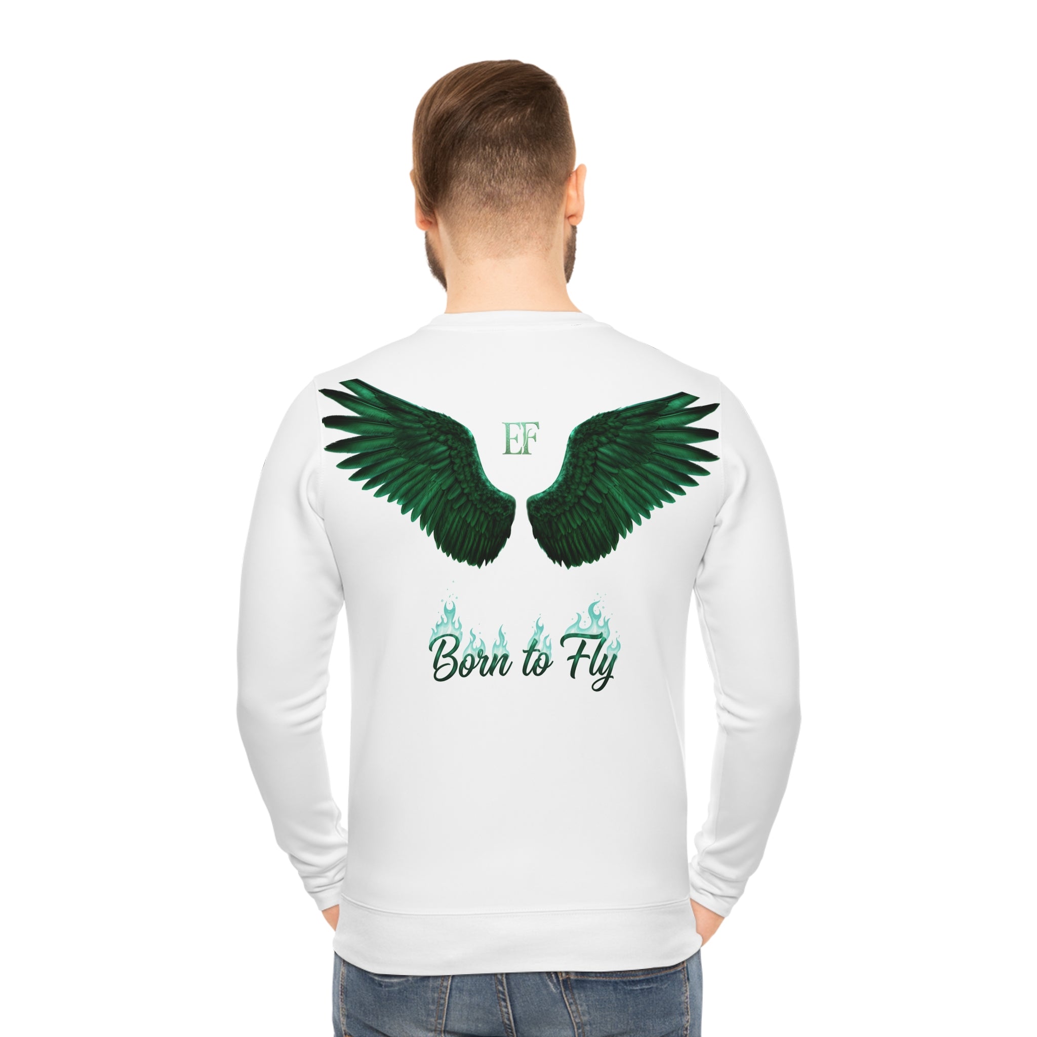 Born to Fly Sweatshirt — Green Wings Lightweight Crewneck