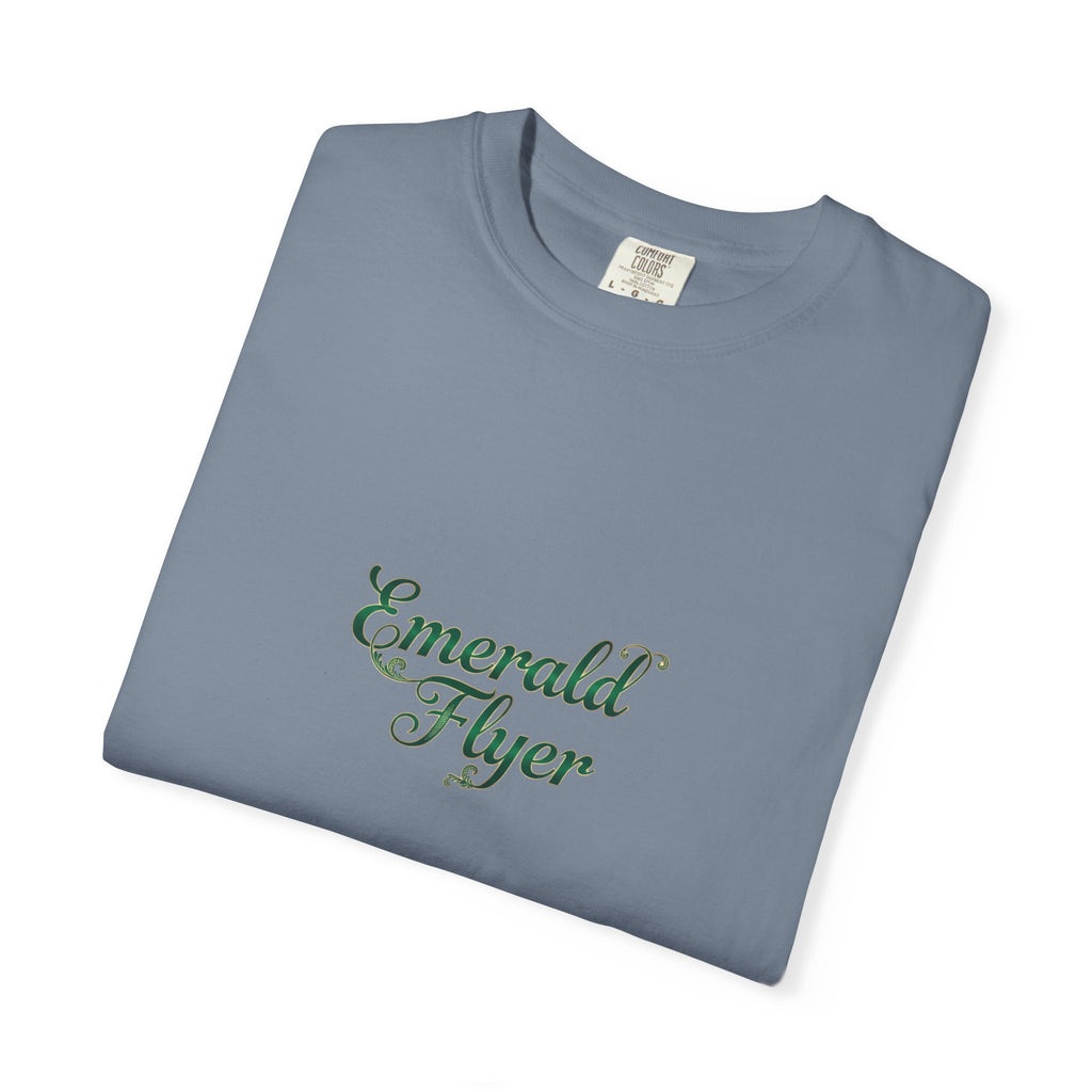 Emerald Flyer T-Shirt — "Born To Fly" Winged Emerald Graphic Tee